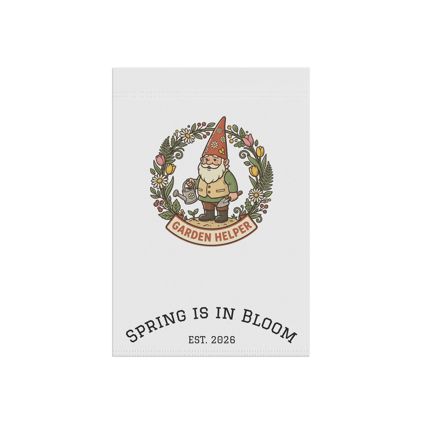 Garden Helper Gnome Garden Flag | Spring Is In Bloom Banner
