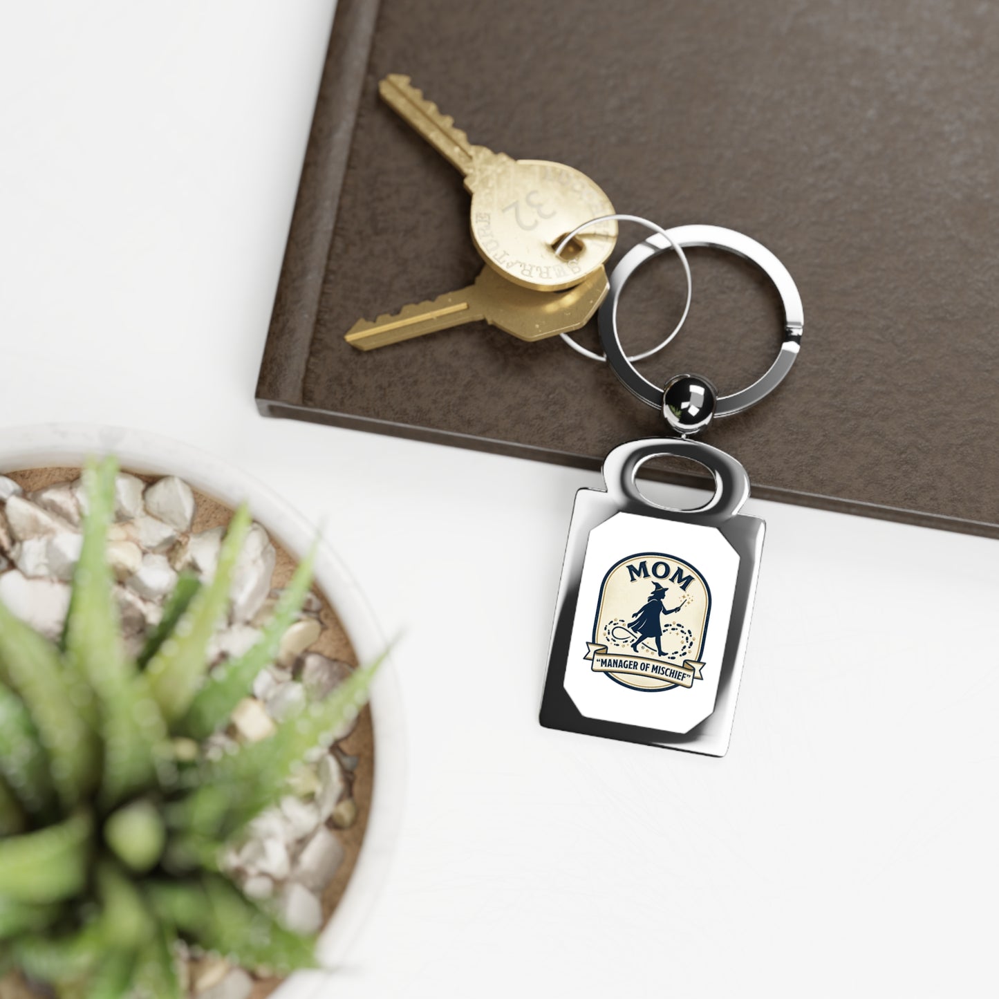 Mom Wrangler badge | Keyring, Rectangle Photo Keyring