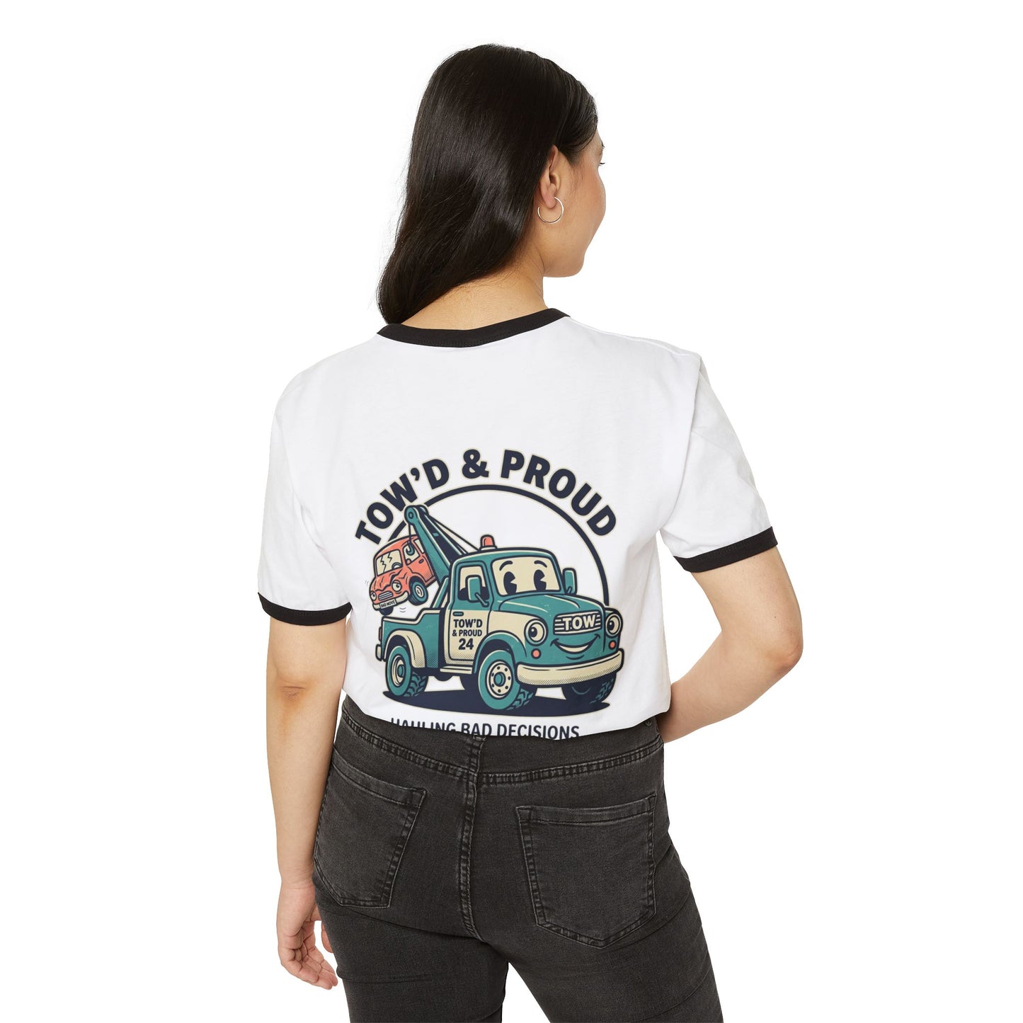 Fast Shipping 3-5 business days in the US. Print It Your Way cream ringer tee | customizable chest text, navy trim