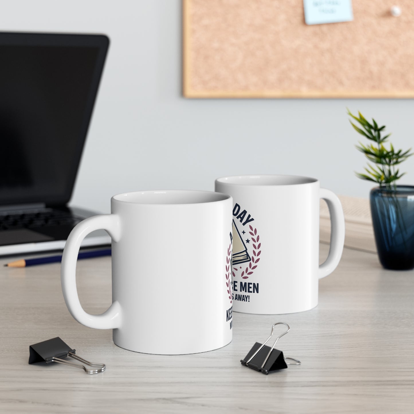 Book Lover Mug — "A Book A Day Keeps The Nice Men With Strait Jackets Away" 11oz-Expected Shipping in 3-5 business days in the US.