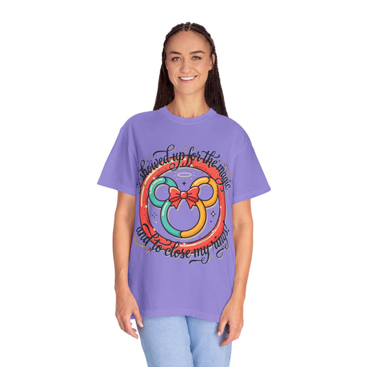 Family Vacation Mouse Ears T-Shirt — ’I showed up for the magic and to close my rings’ Graphic Tee