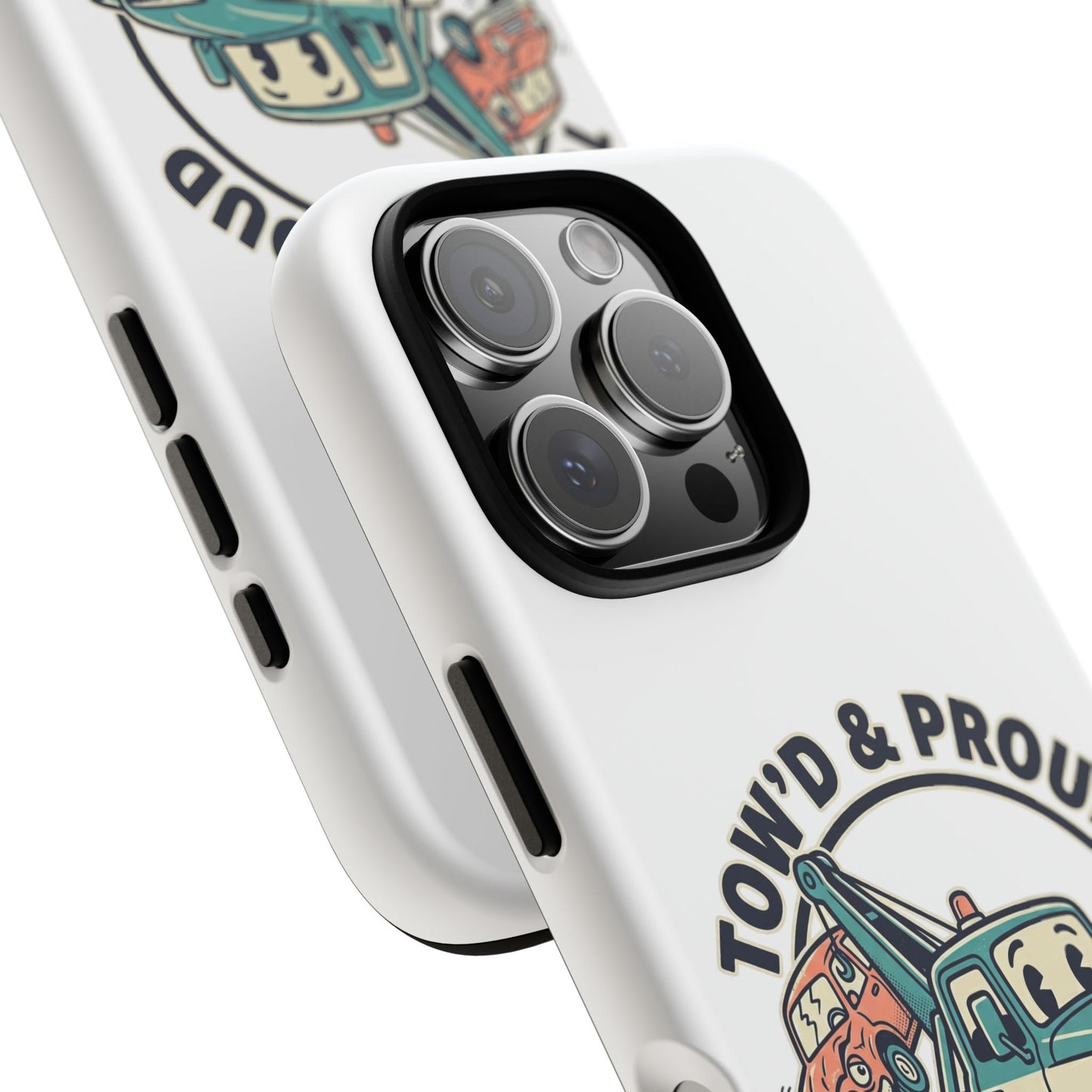Fast Shipping 3-5 business days in the US. Tow'd & Proud tow truck phone case | humorous tow truck design