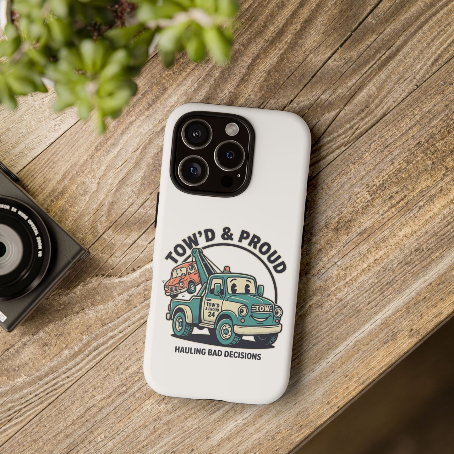 Fast Shipping 3-5 business days in the US. Tow'd & Proud tow truck phone case | humorous tow truck design