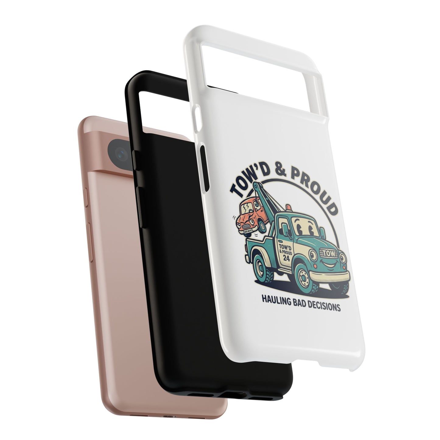 Fast Shipping 3-5 business days in the US. Tow'd & Proud tow truck phone case | humorous tow truck design