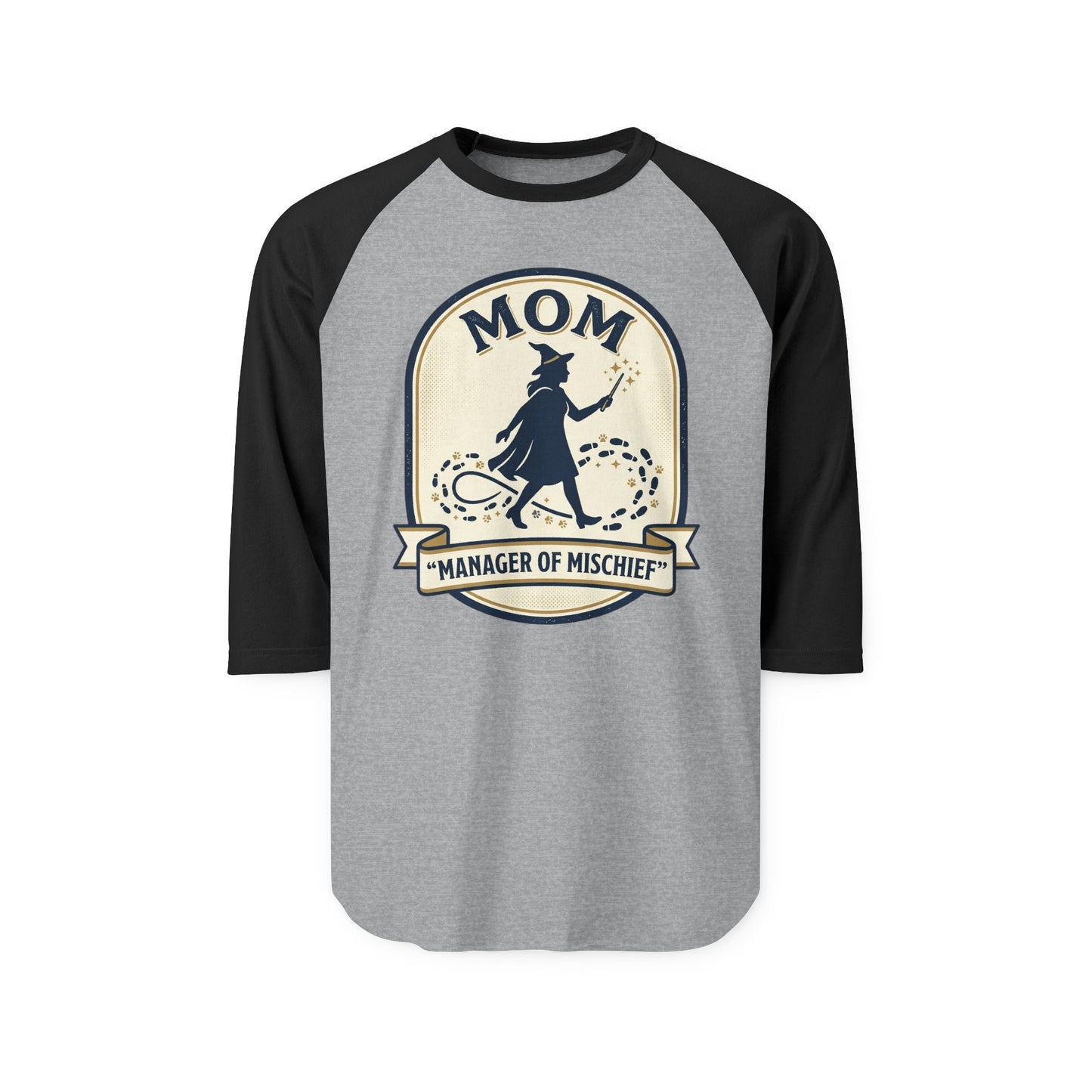 Mom Manager of Mischief Raglan Shirt | Witch Silhouette, Halloween Theme