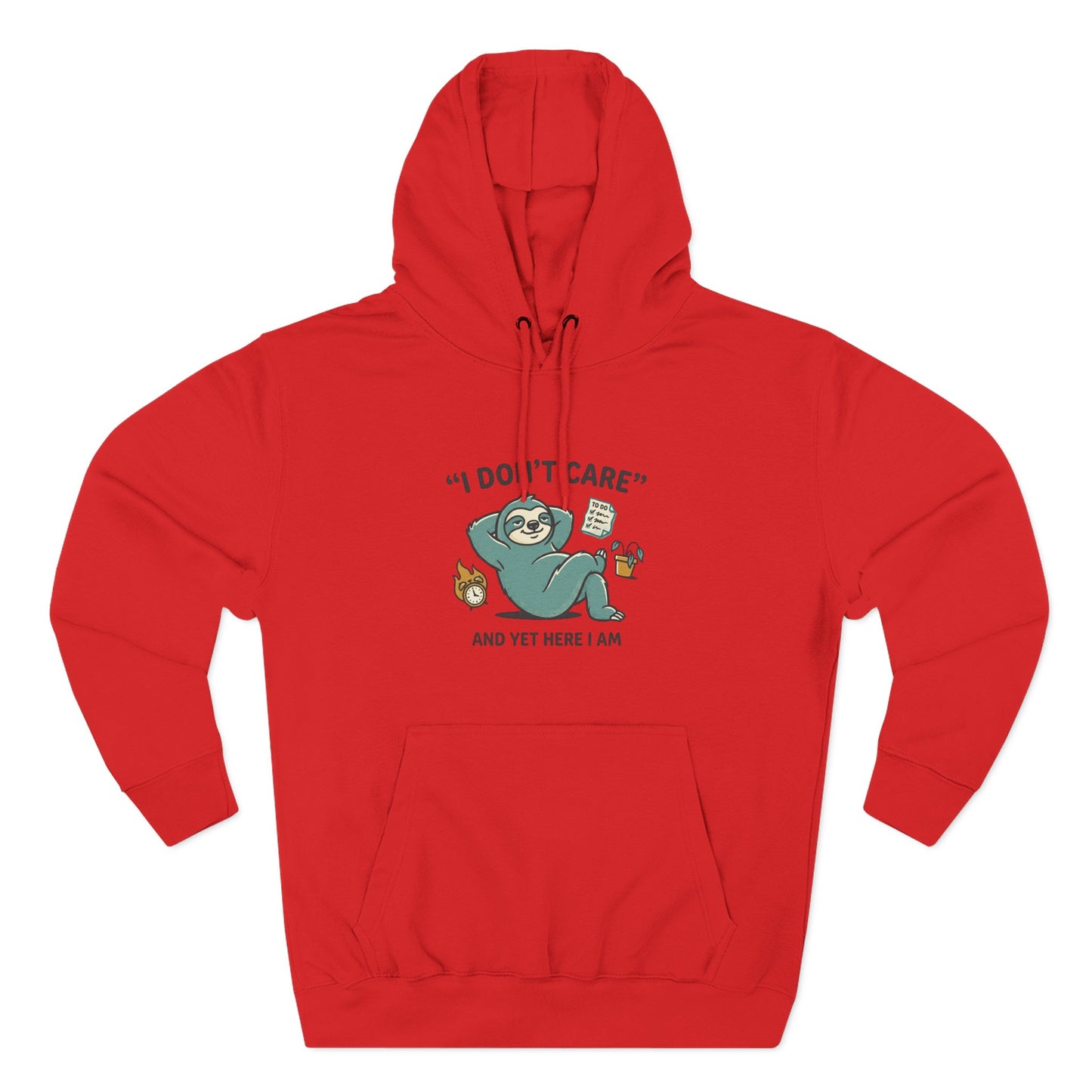 I Don't Care Sloth Hoodie | Lazy Sloth Illustration, Humorous Quote Pullover