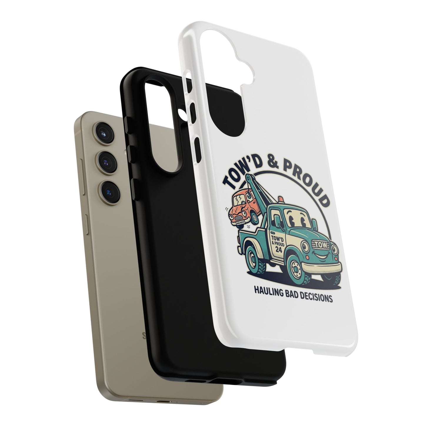 Fast Shipping 3-5 business days in the US. Tow'd & Proud tow truck phone case | humorous tow truck design