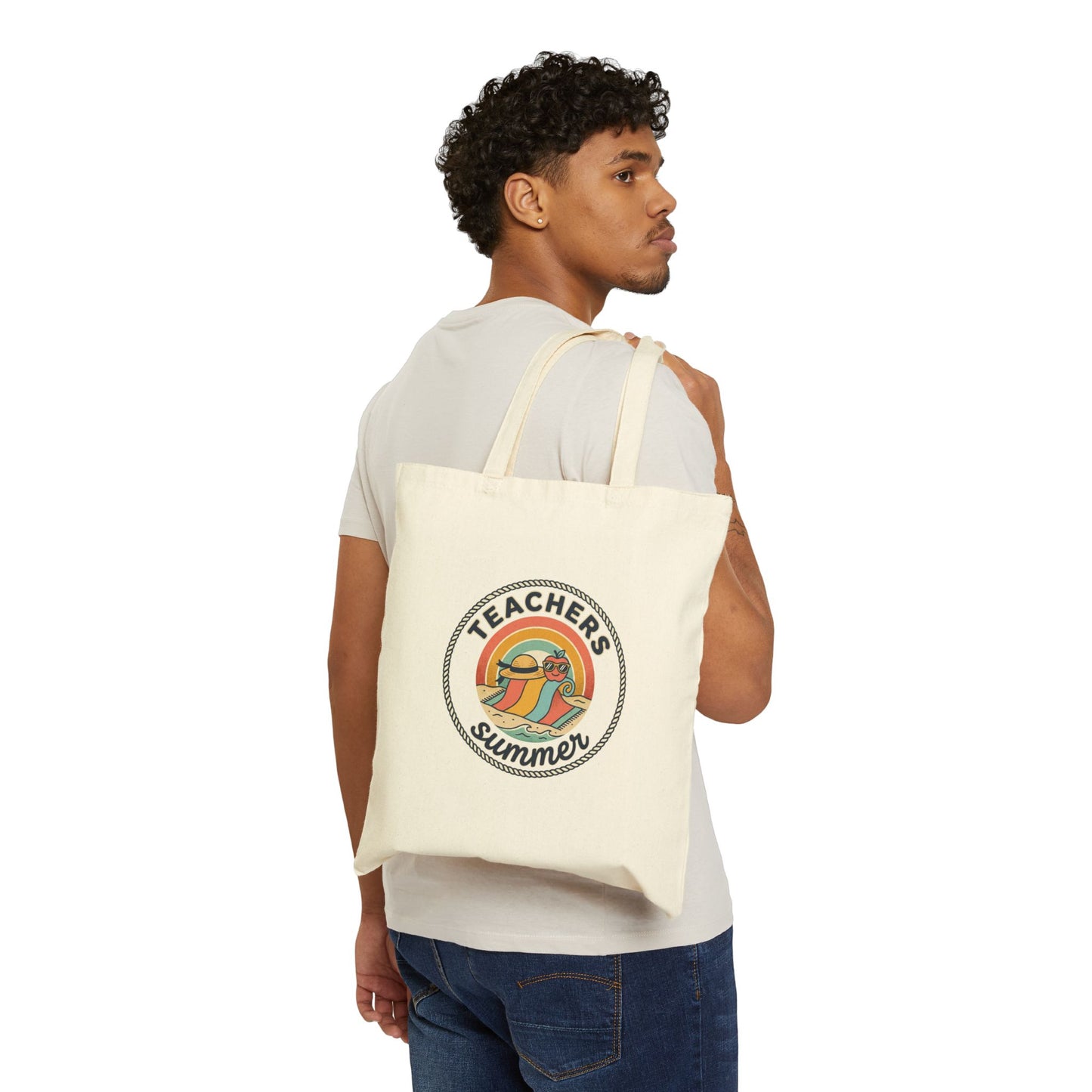 Teachers Summer Retro Graphic Tote | Canvas Tote Bag