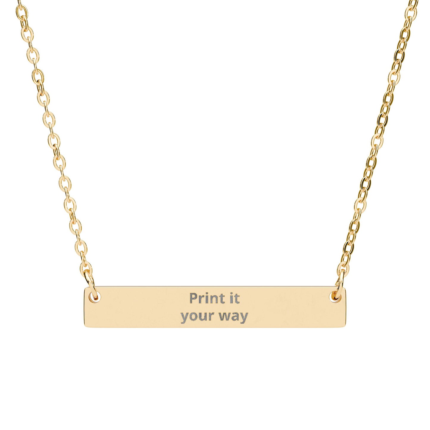 Engravable Horizontal Bar Necklace, Personalized Bar Pendant | Silver or Black