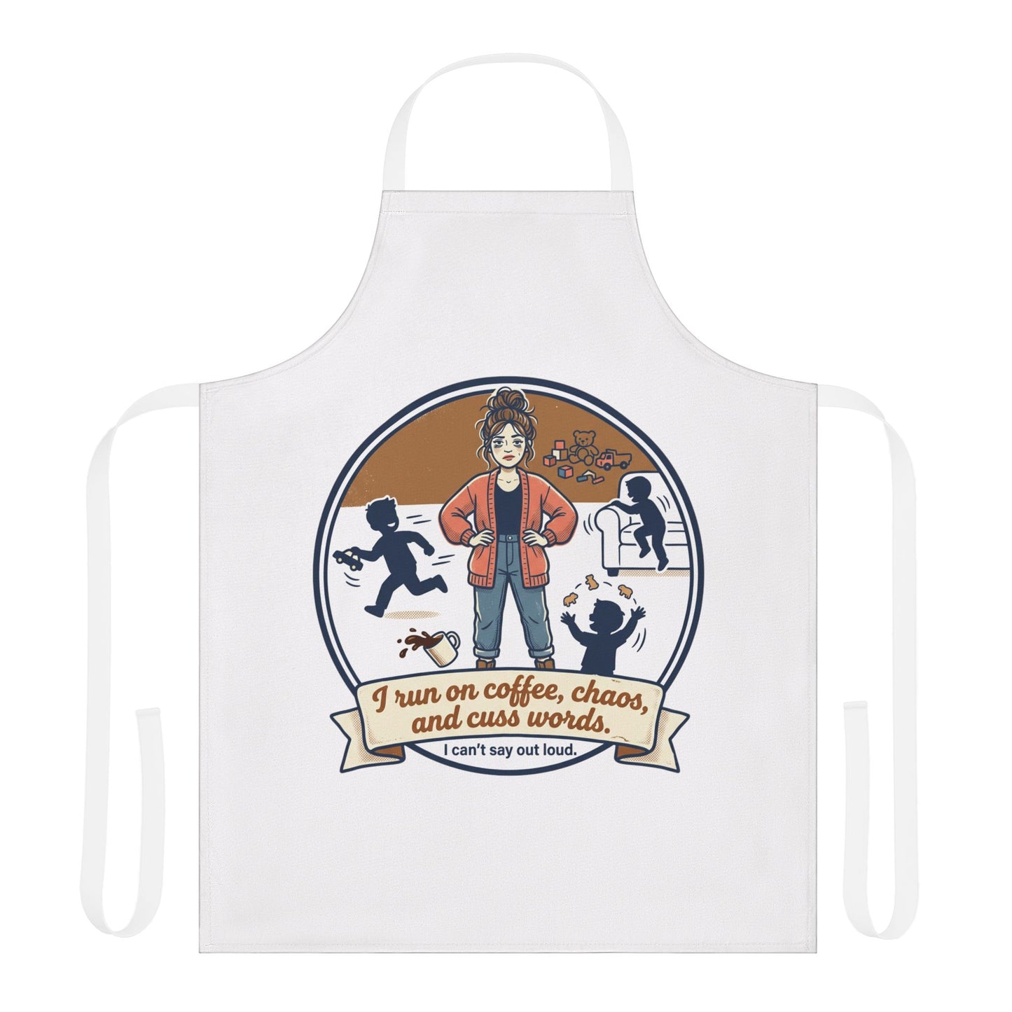 Chef Apron — "I Run on Coffee, Chaos and Cuss Words" Funny Mom/Parent Cooking Apron