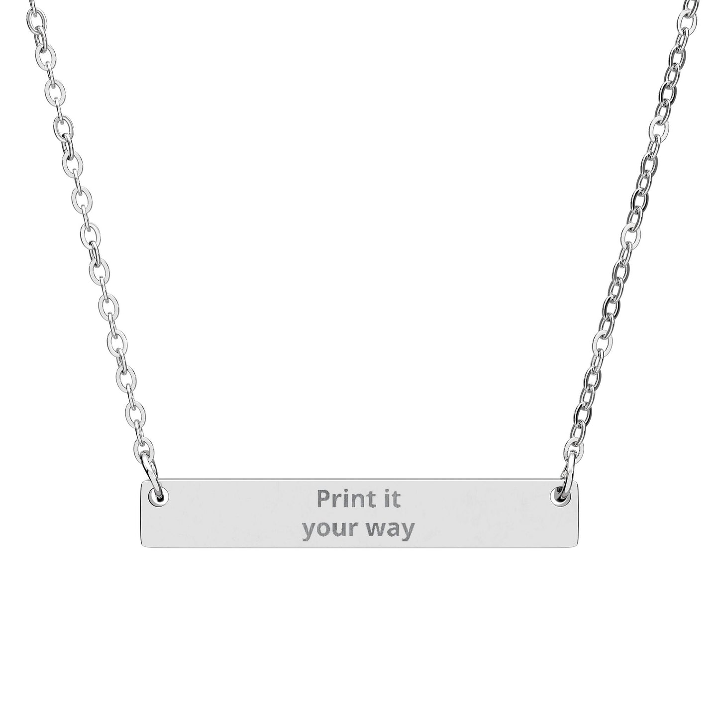 Engravable Horizontal Bar Necklace, Personalized Bar Pendant | Silver or Black