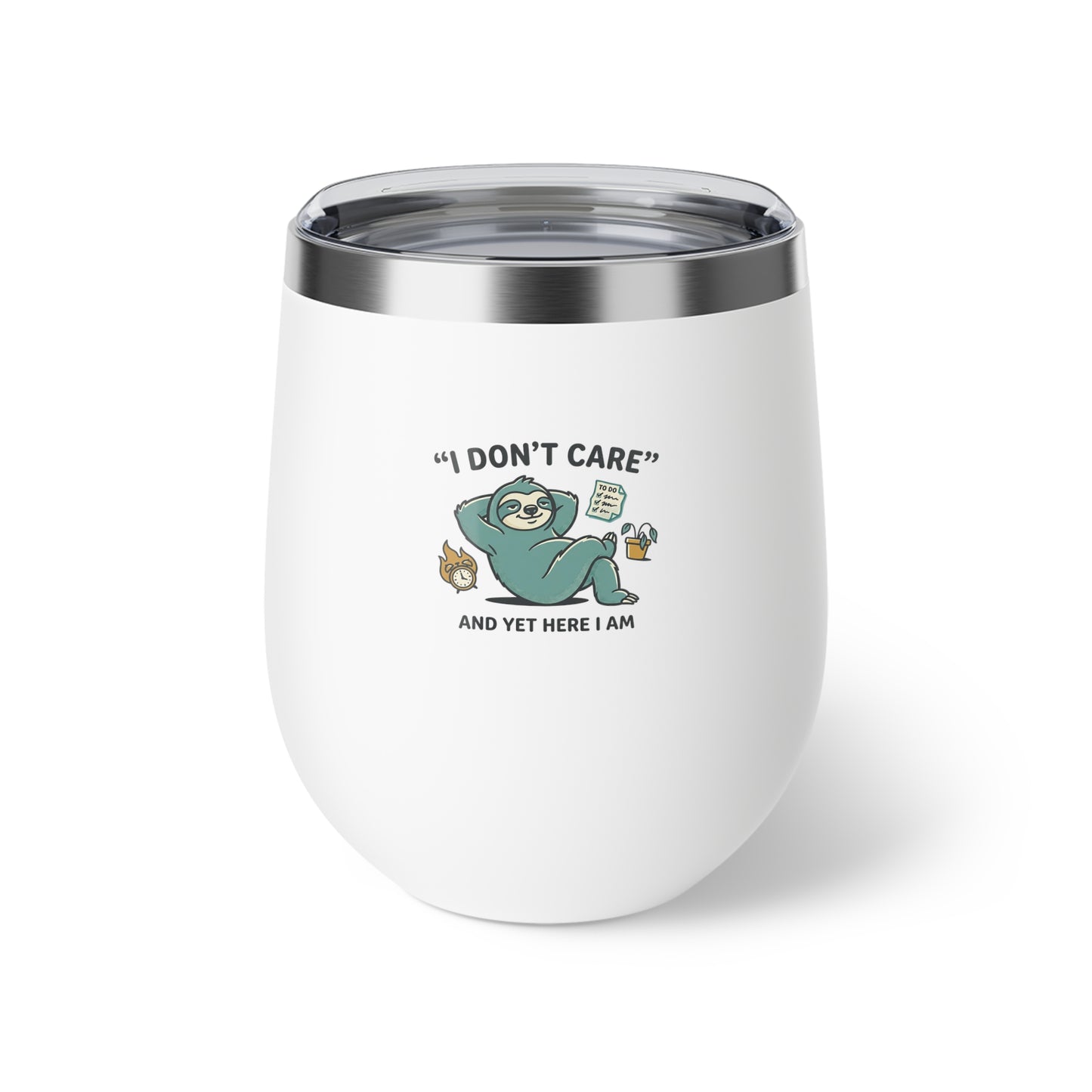 Relaxing Sloth with Coffee and Book 12oz Copper Vacuum Insulated Cup