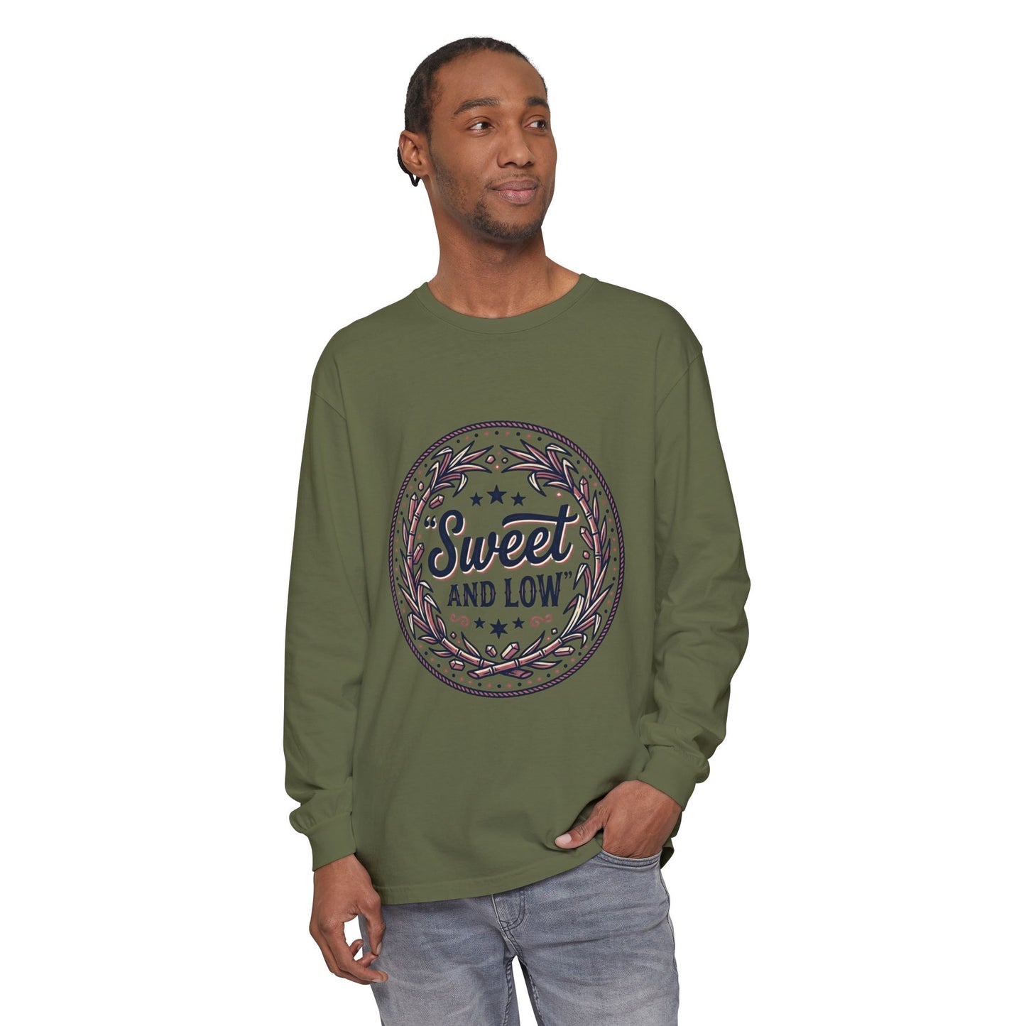 Sweet and Low medallion Long Sleeve T-Shirt | vintage badge typography
