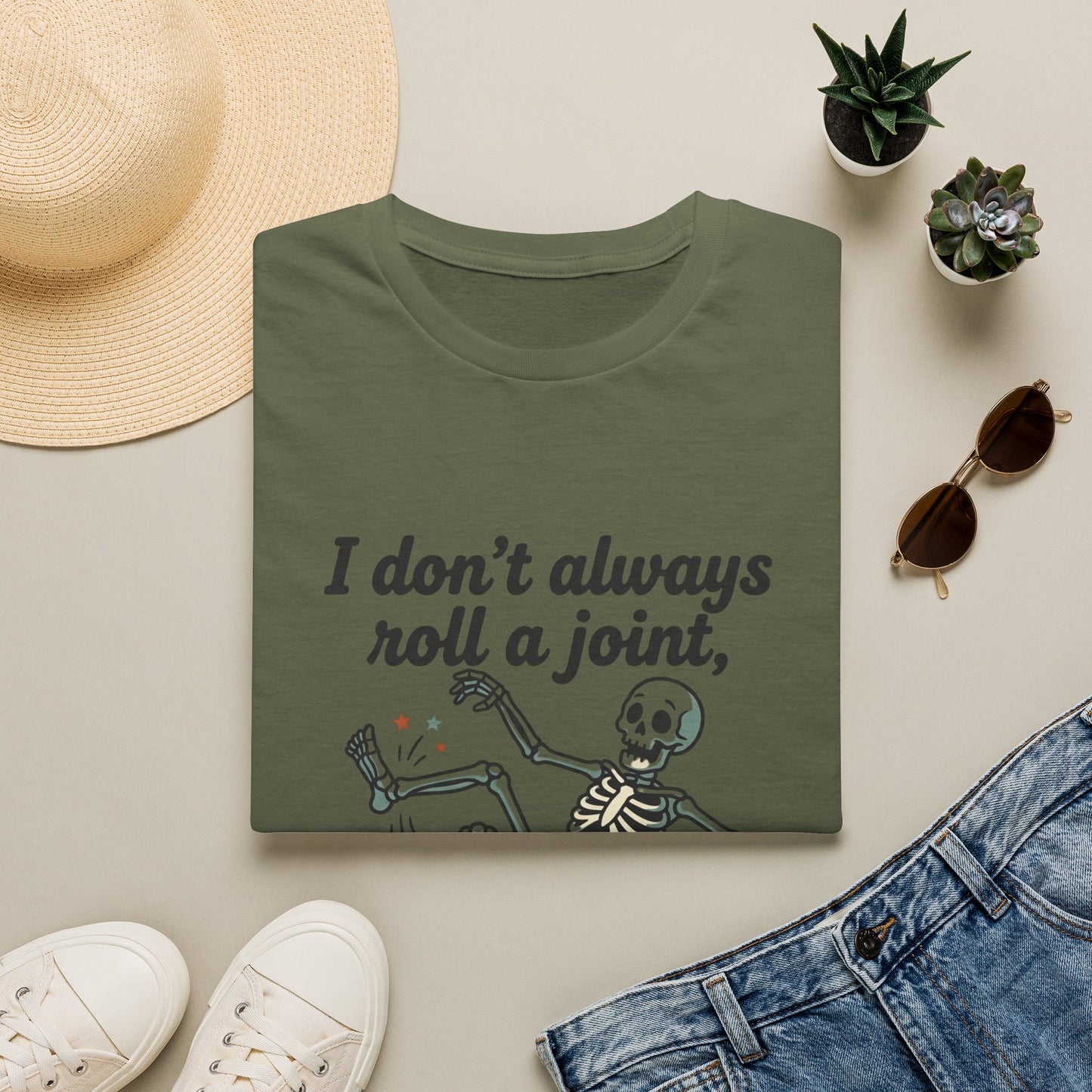 Skeleton 'I don't always roll a joint…but when I do it's always my ankle' T-Shirt
