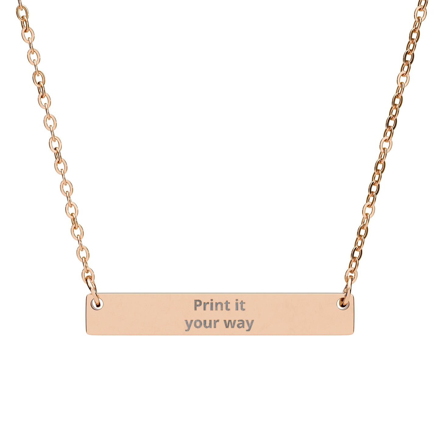 Engravable Horizontal Bar Necklace, Personalized Bar Pendant | Silver or Black
