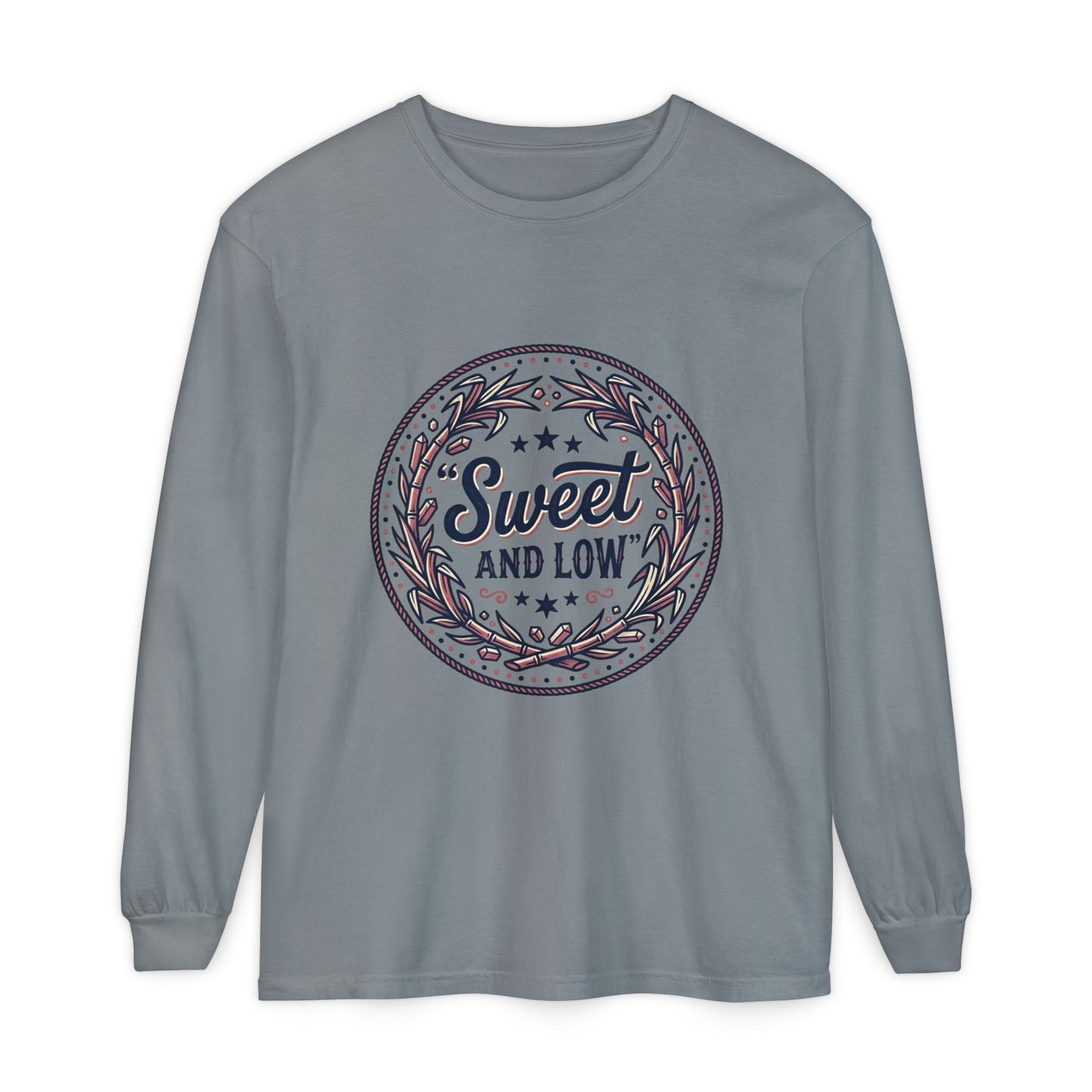 Sweet and Low medallion Long Sleeve T-Shirt | vintage badge typography