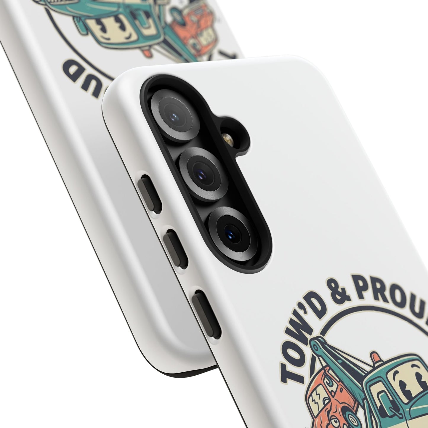 Fast Shipping 3-5 business days in the US. Tow'd & Proud tow truck phone case | humorous tow truck design