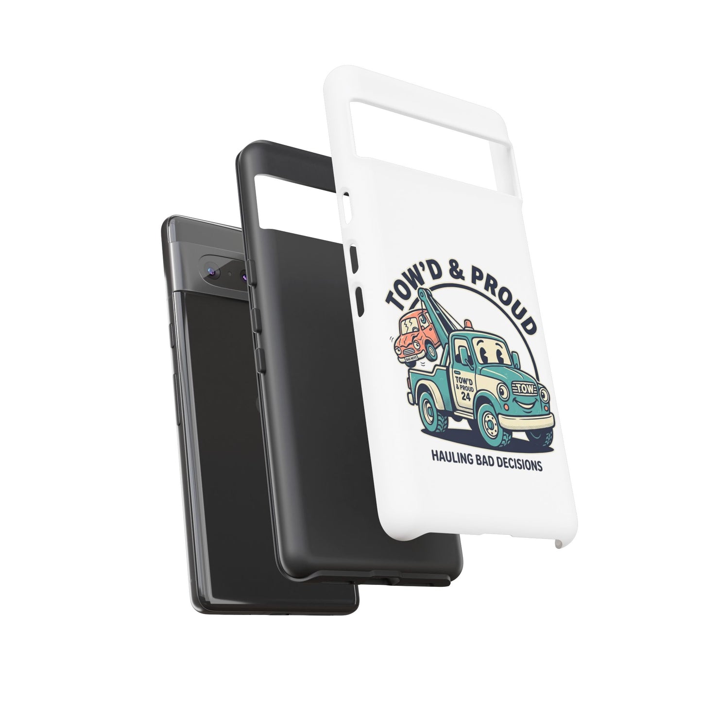Fast Shipping 3-5 business days in the US. Tow'd & Proud tow truck phone case | humorous tow truck design