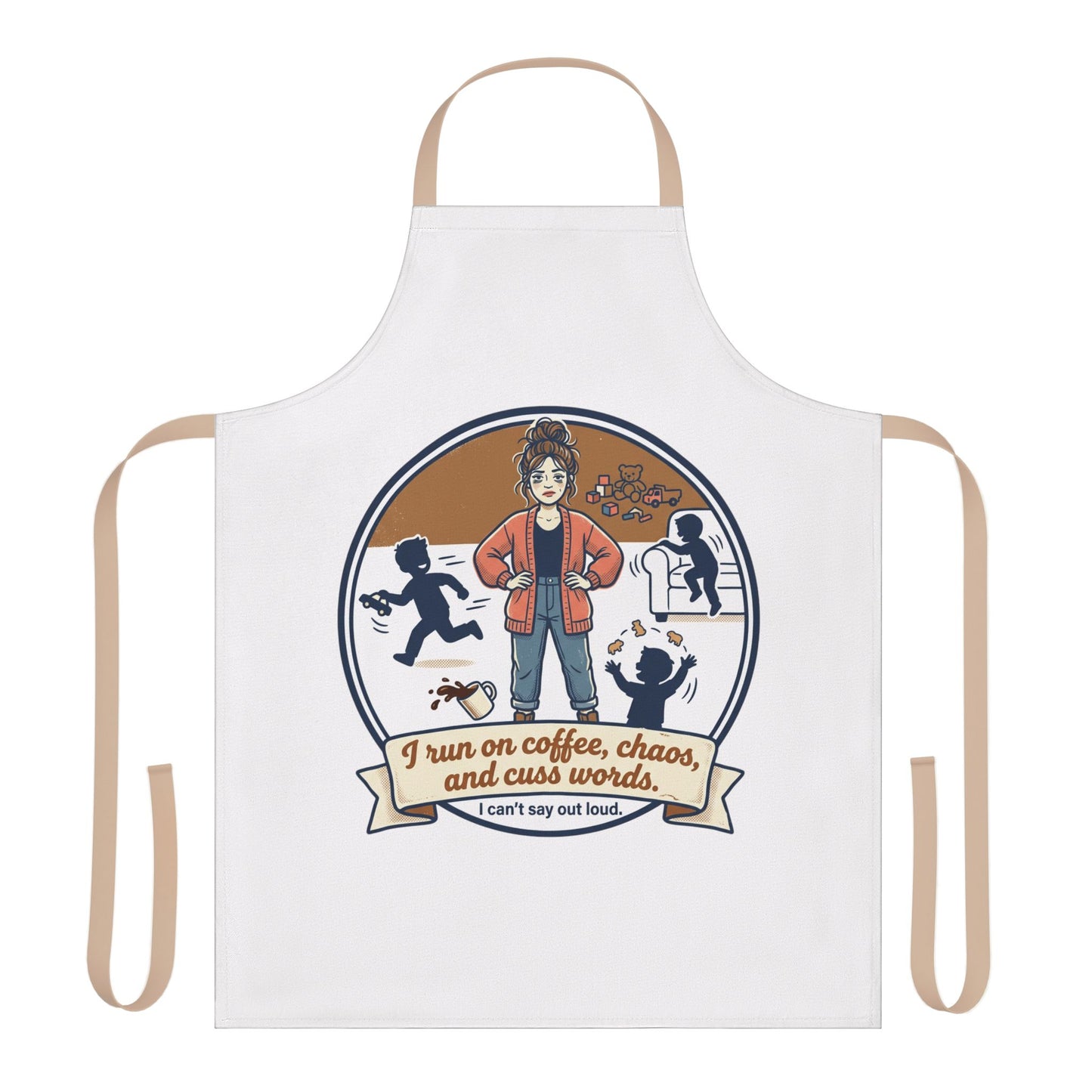 Chef Apron — "I Run on Coffee, Chaos and Cuss Words" Funny Mom/Parent Cooking Apron
