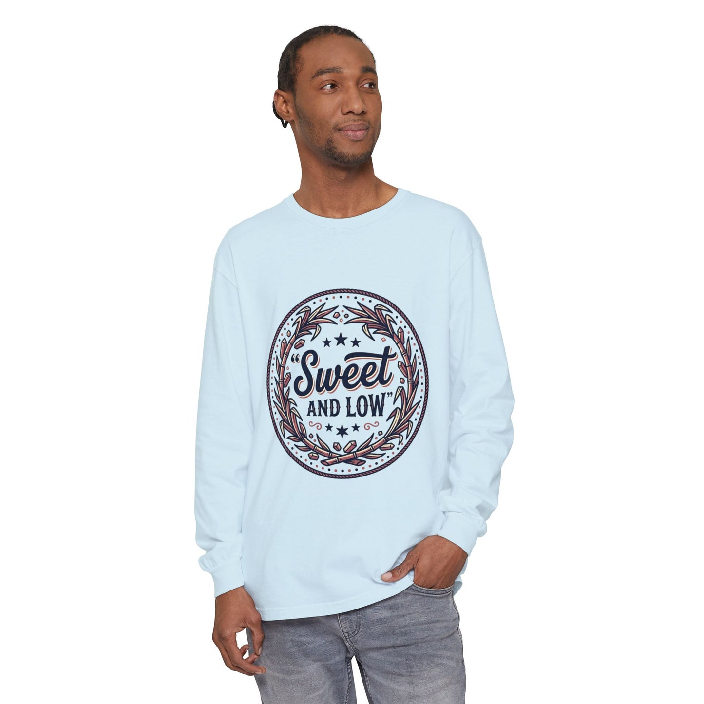 Sweet and Low medallion Long Sleeve T-Shirt | vintage badge typography