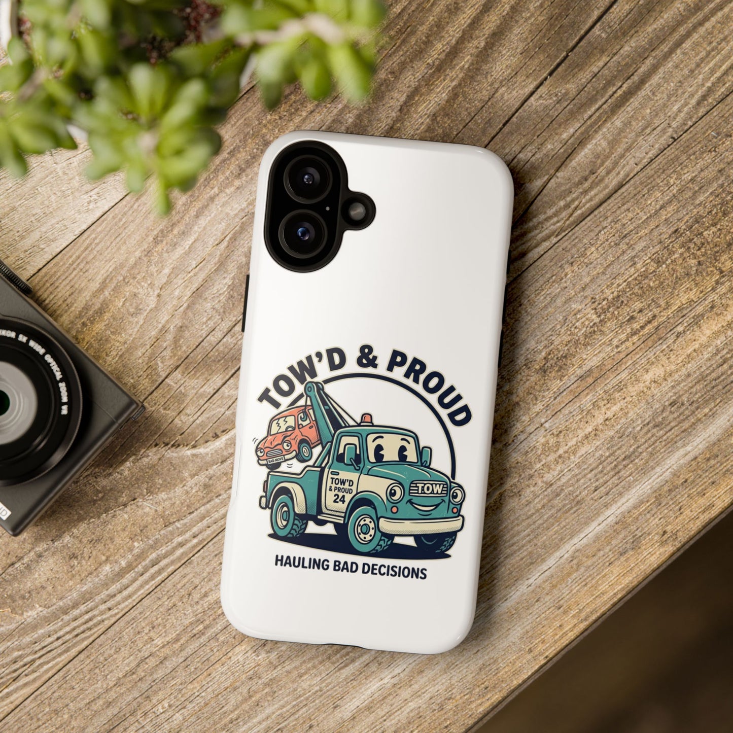 Fast Shipping 3-5 business days in the US. Tow'd & Proud tow truck phone case | humorous tow truck design