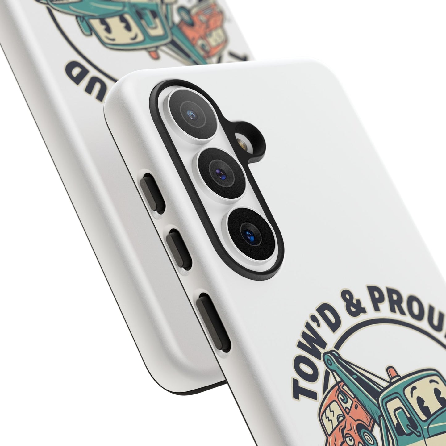 Fast Shipping 3-5 business days in the US. Tow'd & Proud tow truck phone case | humorous tow truck design