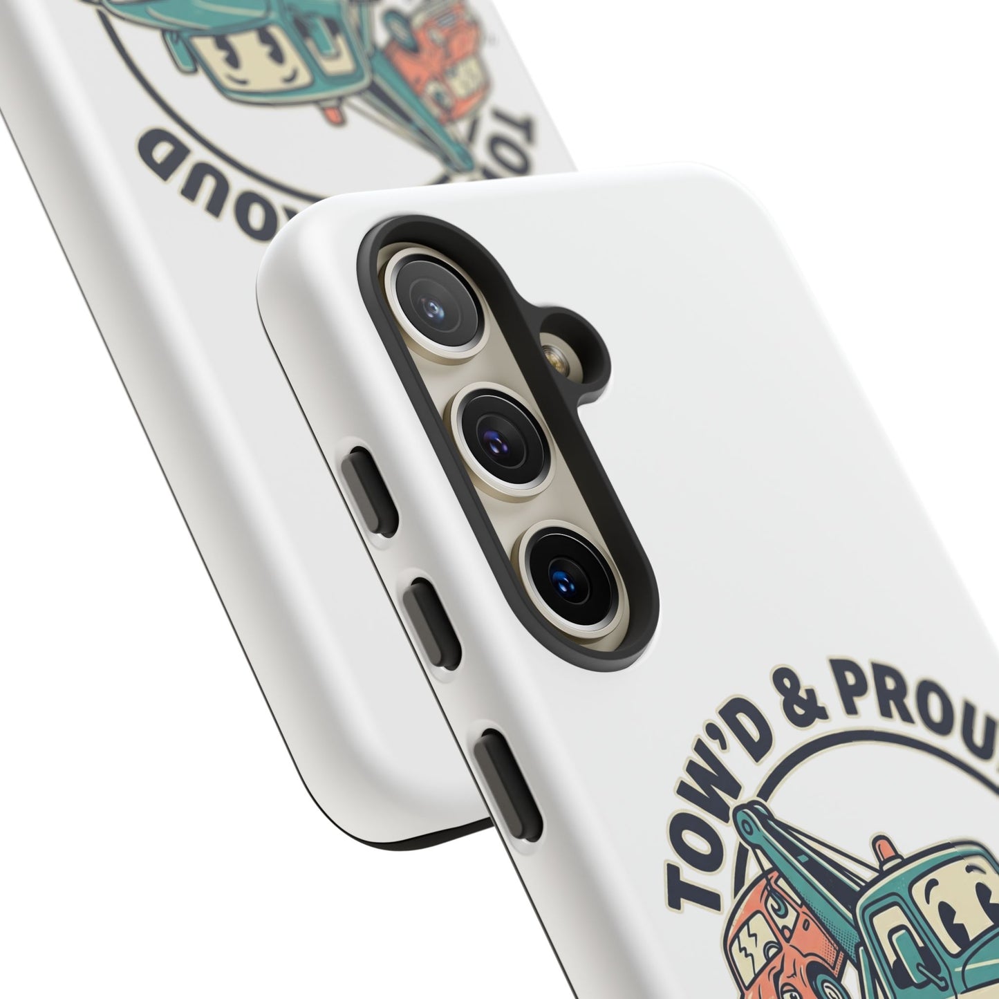 Fast Shipping 3-5 business days in the US. Tow'd & Proud tow truck phone case | humorous tow truck design