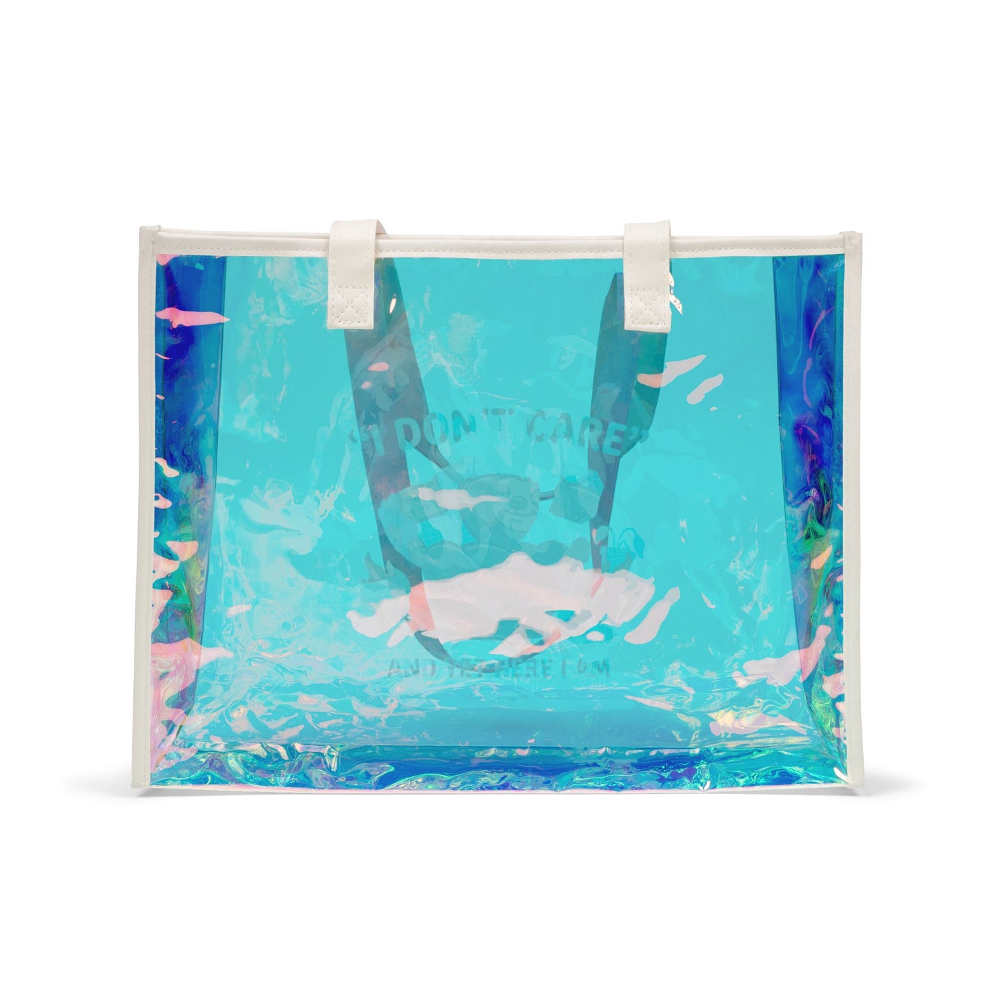 I Dont Care Sloth Beach Tote Bag Holographic Clear Summer Tote