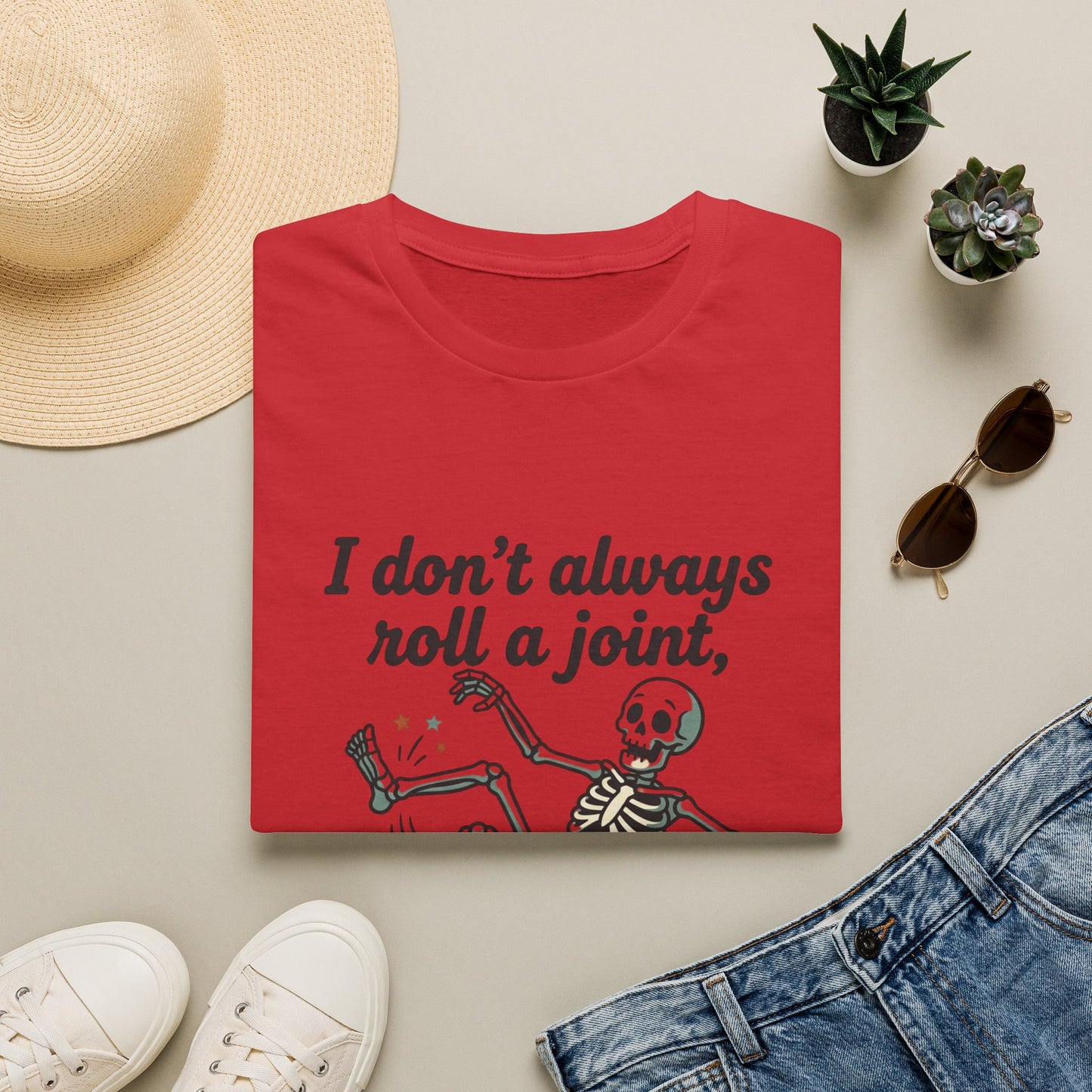 Skeleton 'I don't always roll a joint…but when I do it's always my ankle' T-Shirt