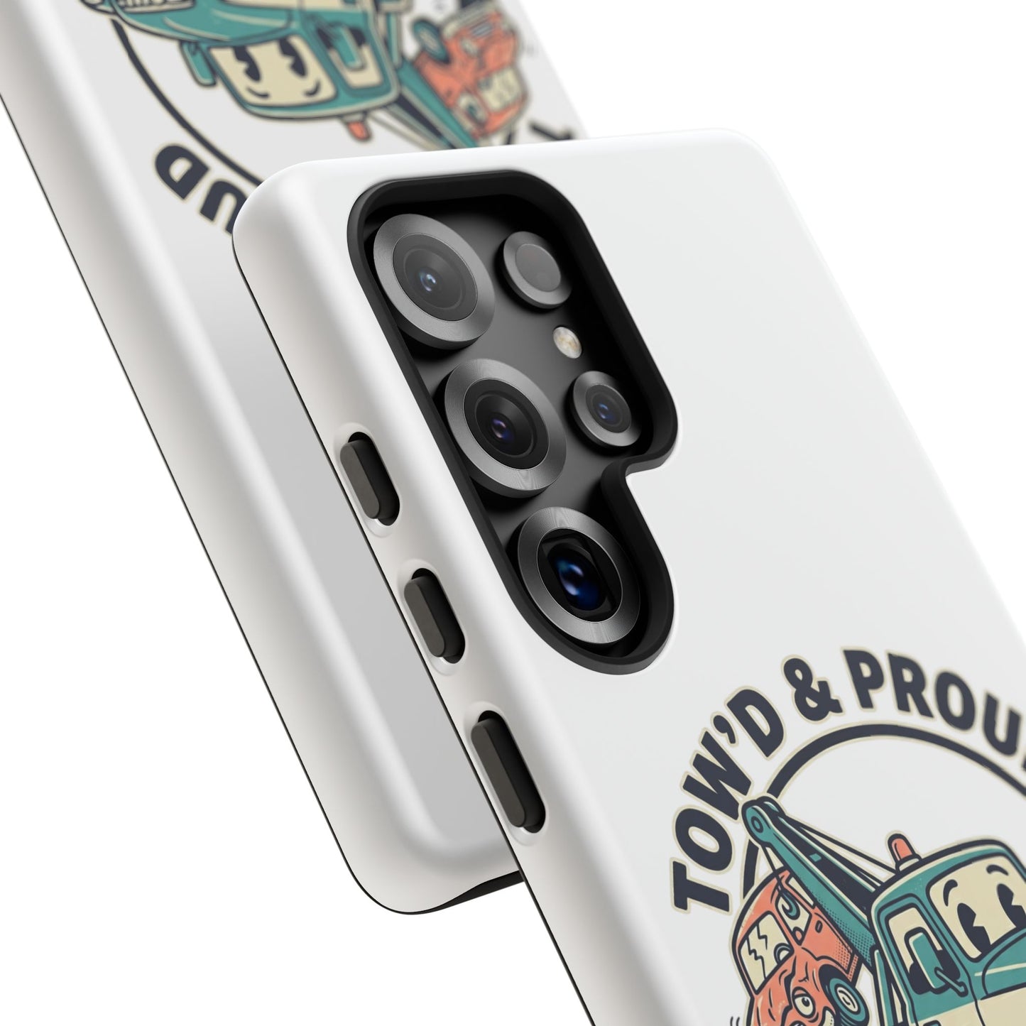 Fast Shipping 3-5 business days in the US. Tow'd & Proud tow truck phone case | humorous tow truck design