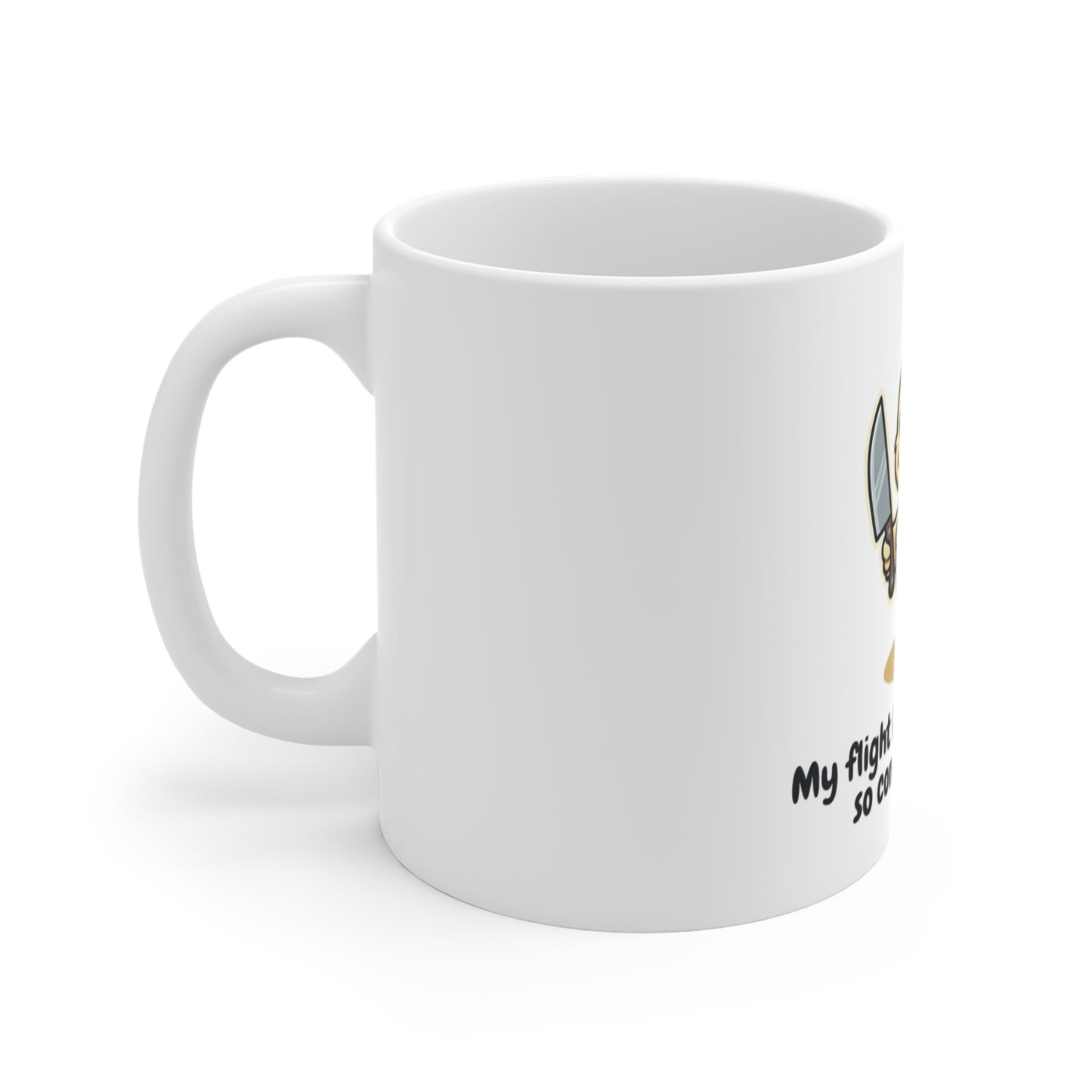Fast Shipping-3-5- Business days to the US. Funny Chick with Knife Mug — "My Flight Button Is Broken So Come At Me Bro" 11oz