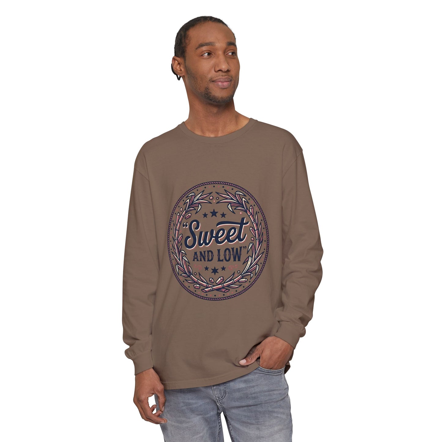 Sweet and Low medallion Long Sleeve T-Shirt | vintage badge typography