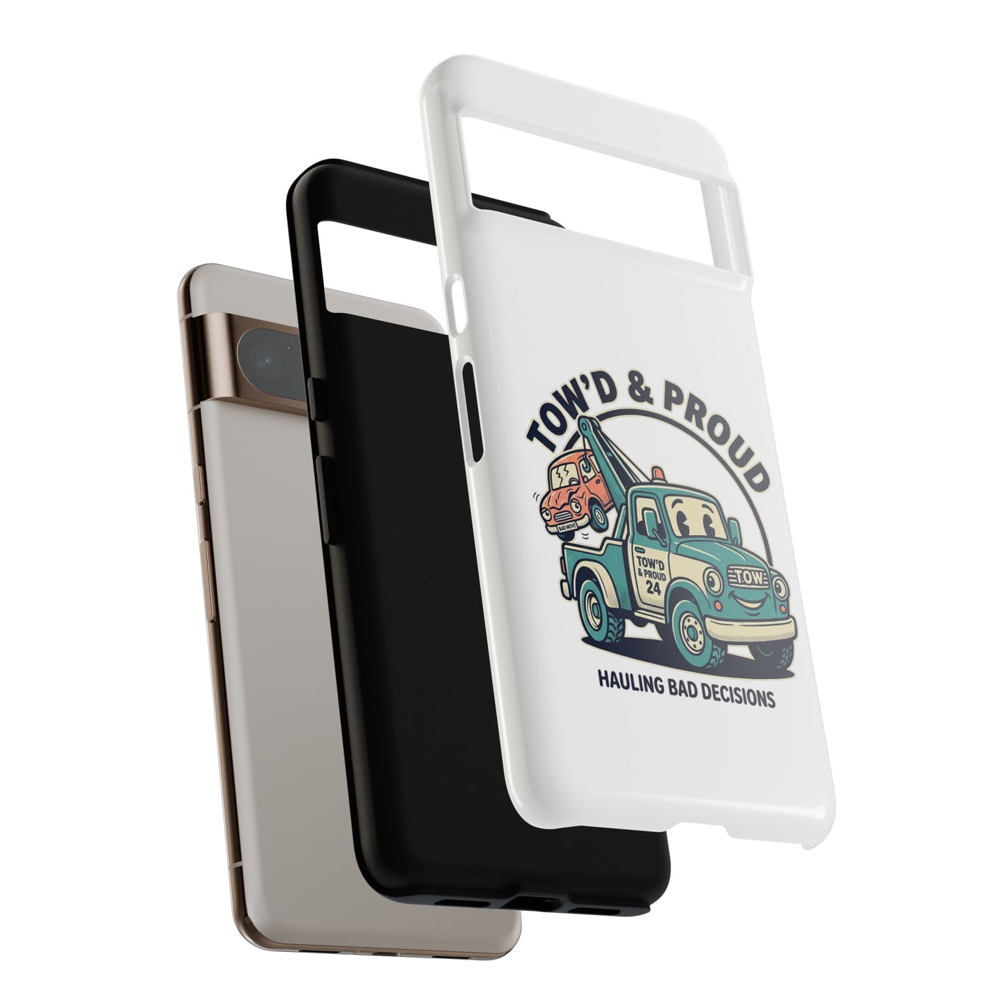 Fast Shipping 3-5 business days in the US. Tow'd & Proud tow truck phone case | humorous tow truck design