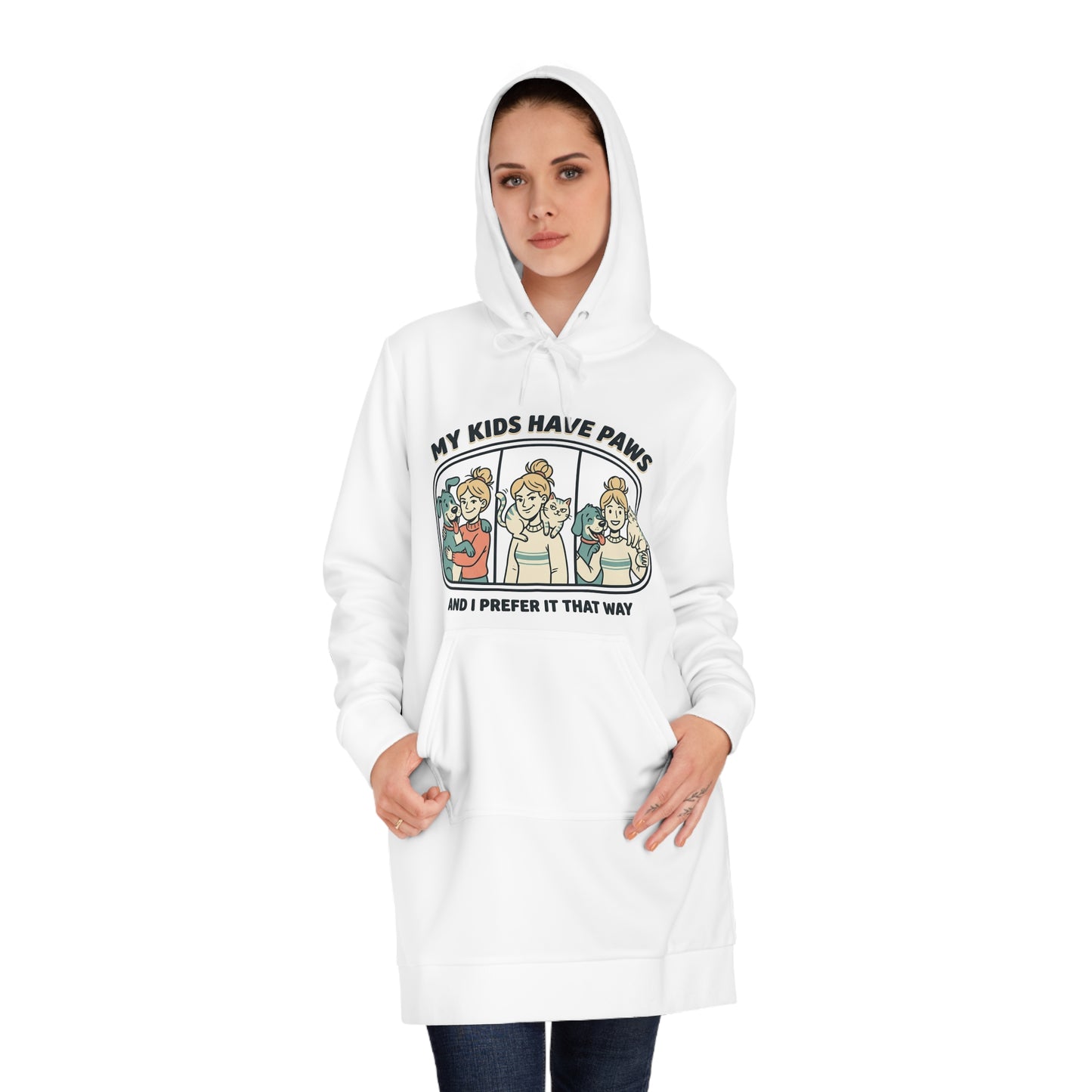 My Kids Have Paws Hoodie Dress | Dog Mom Paw Print Design
