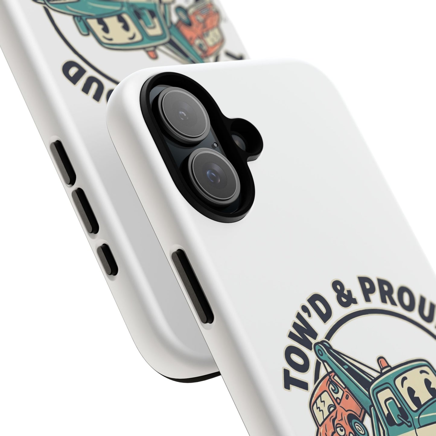 Fast Shipping 3-5 business days in the US. Tow'd & Proud tow truck phone case | humorous tow truck design