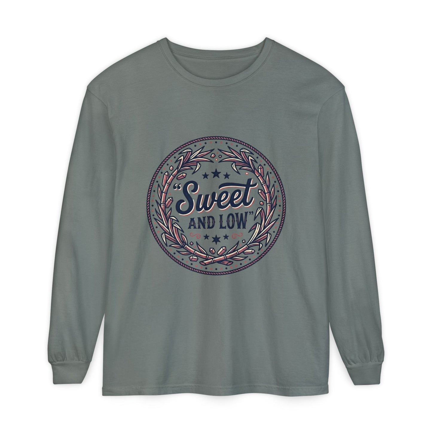Sweet and Low medallion Long Sleeve T-Shirt | vintage badge typography