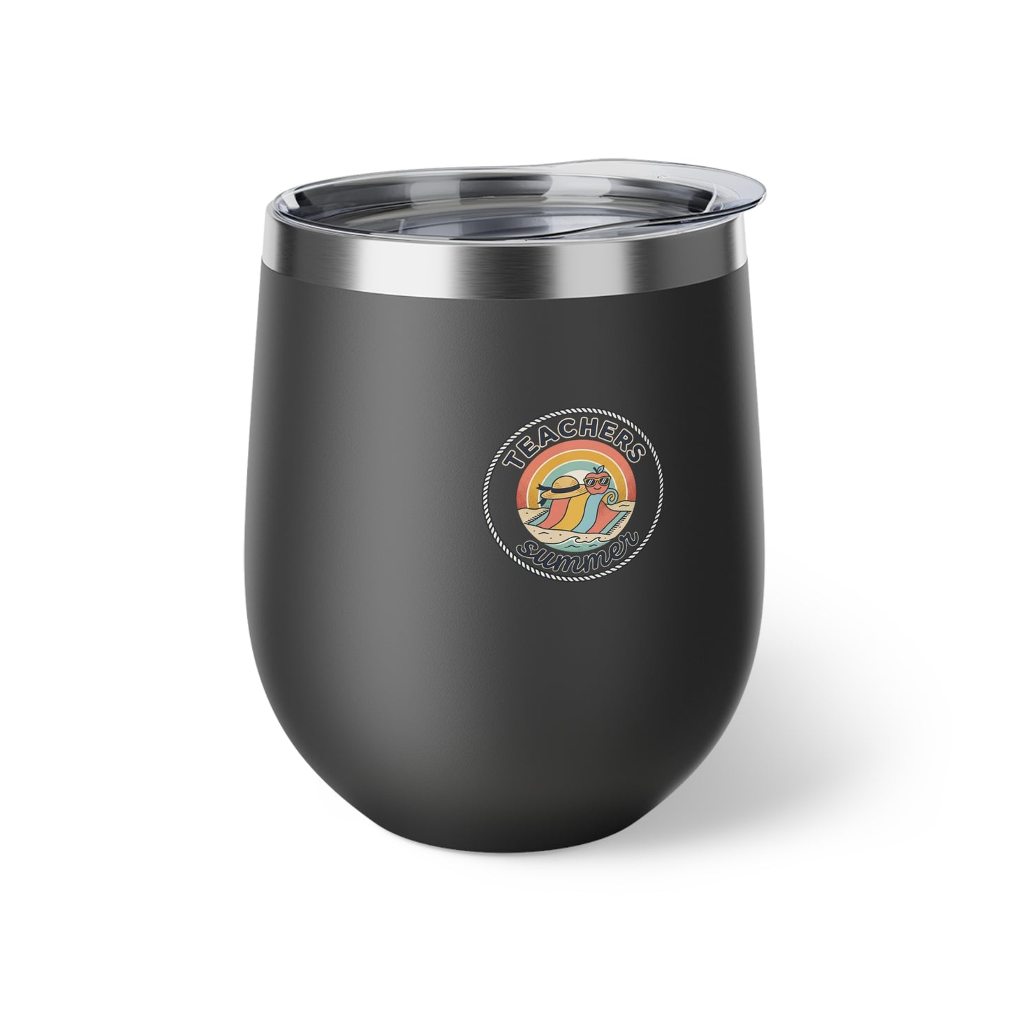 Matte Black Insulated Wine Tumbler 12oz | Copper Vacuum Double Wall Cup