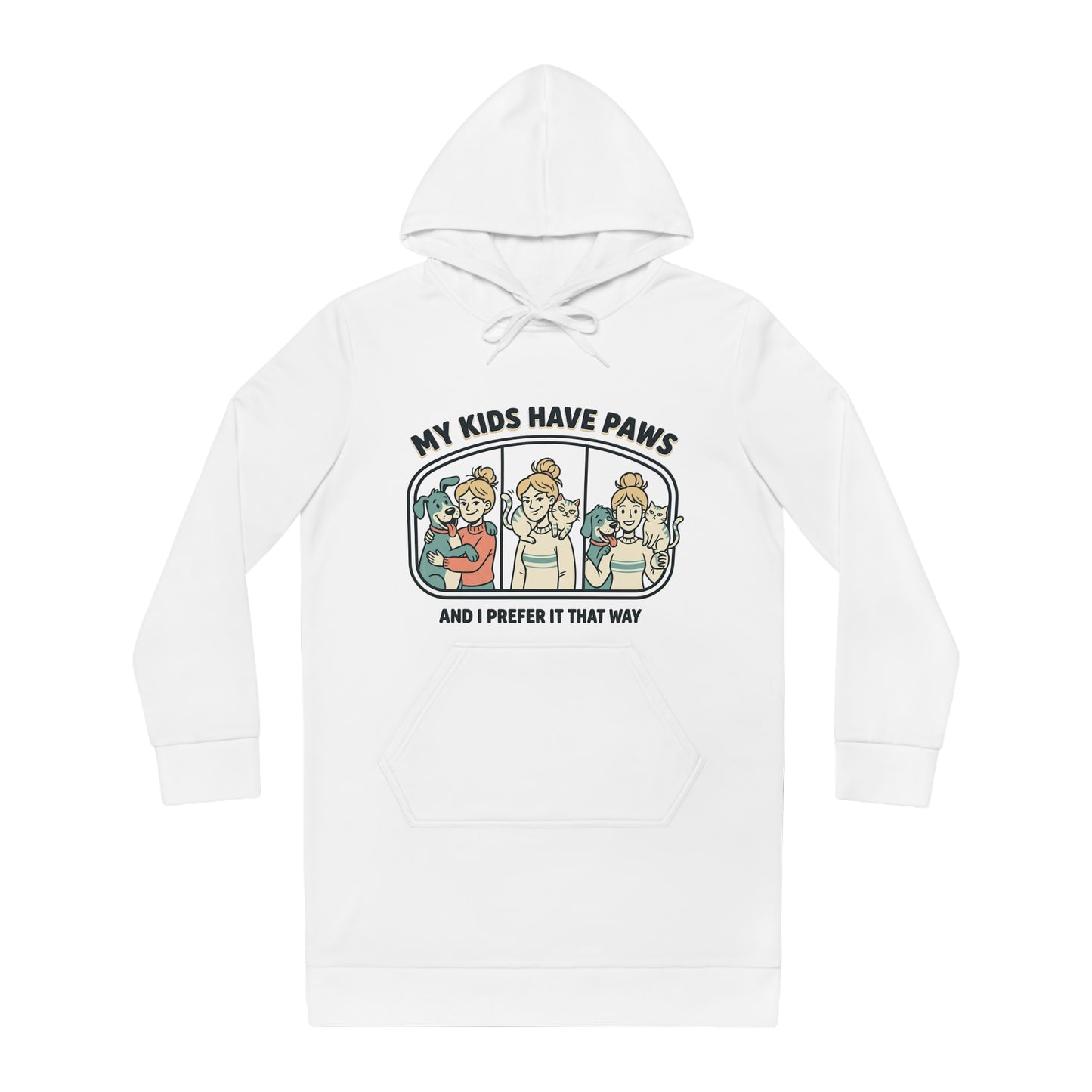 My Kids Have Paws Hoodie Dress | Dog Mom Paw Print Design