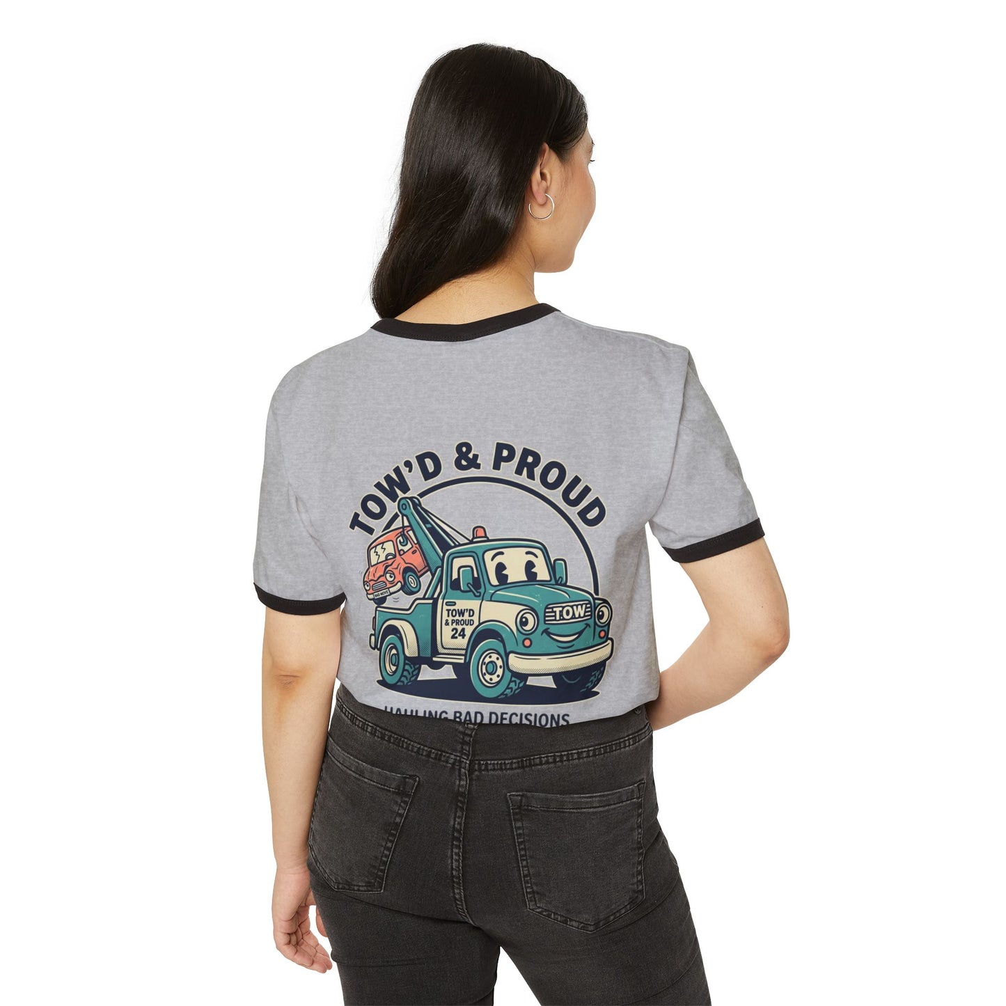 Fast Shipping 3-5 business days in the US. Print It Your Way cream ringer tee | customizable chest text, navy trim