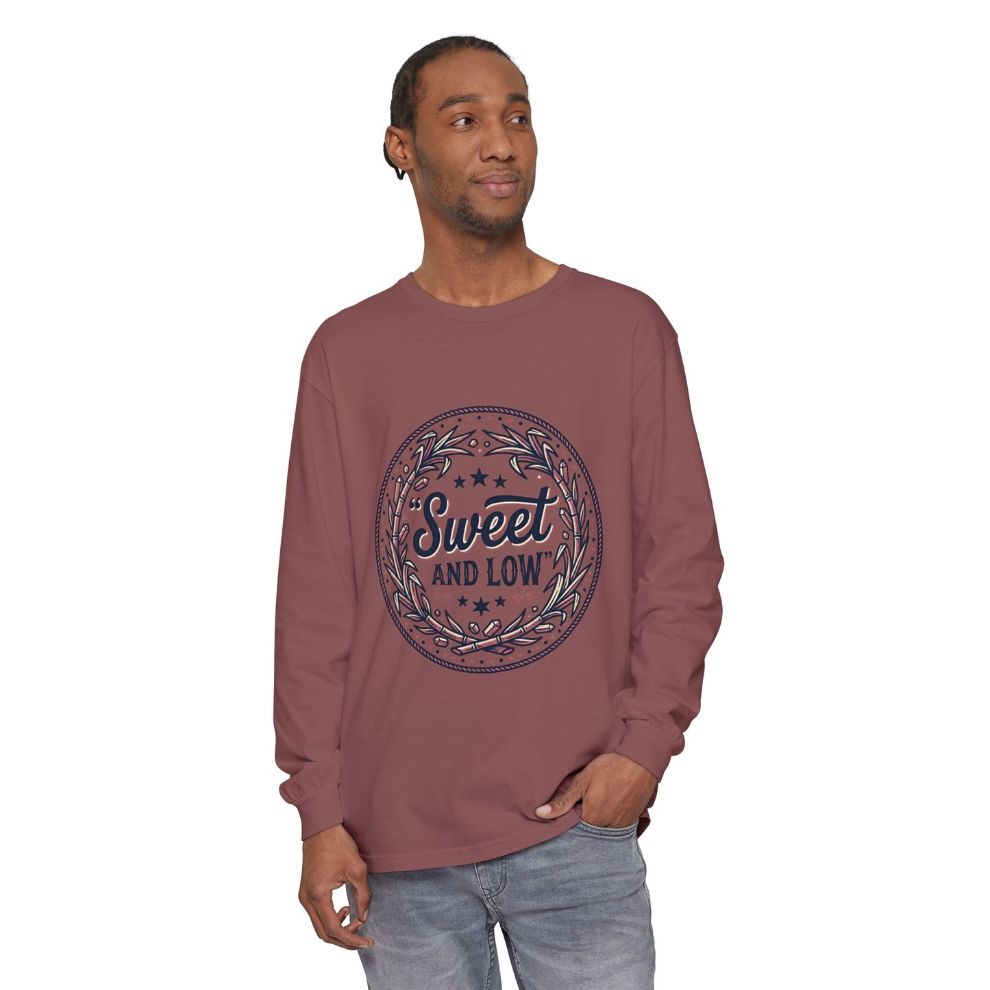 Sweet and Low medallion Long Sleeve T-Shirt | vintage badge typography