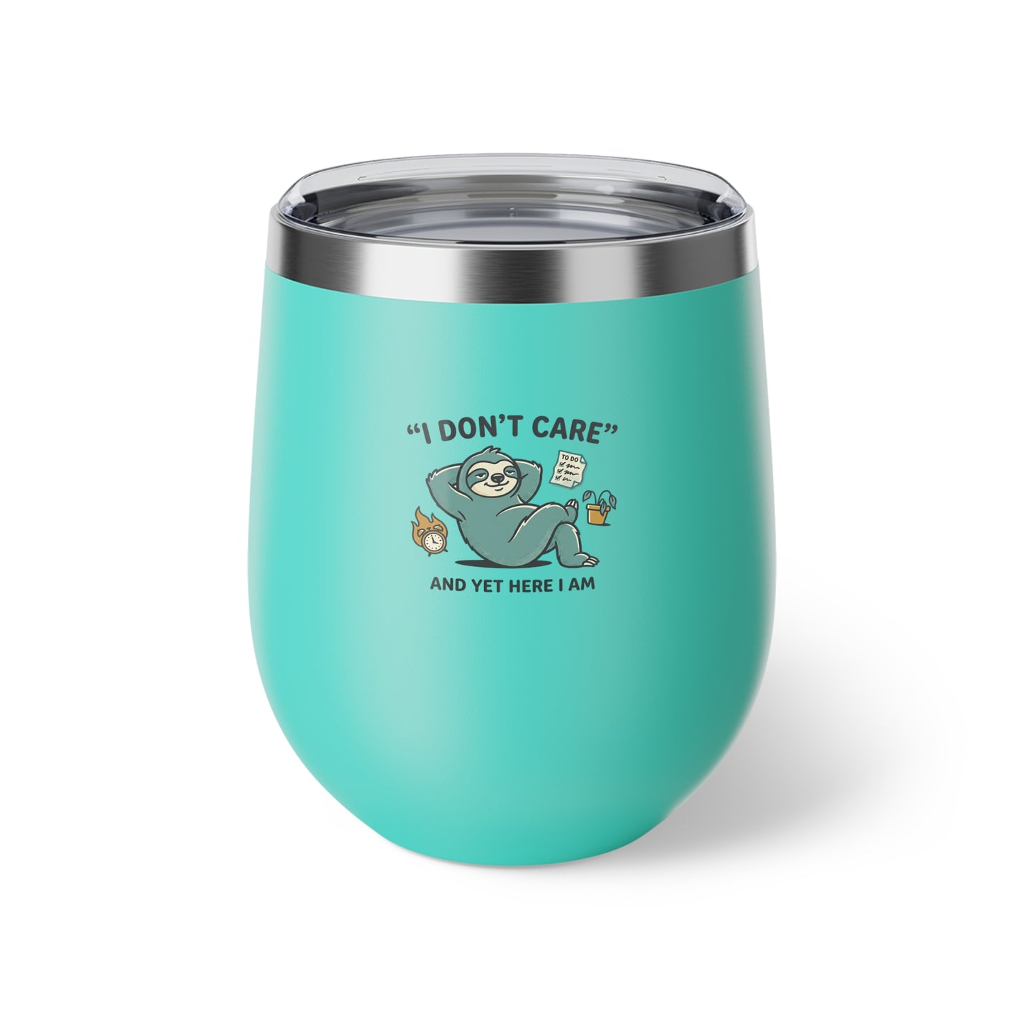 Relaxing Sloth with Coffee and Book 12oz Copper Vacuum Insulated Cup