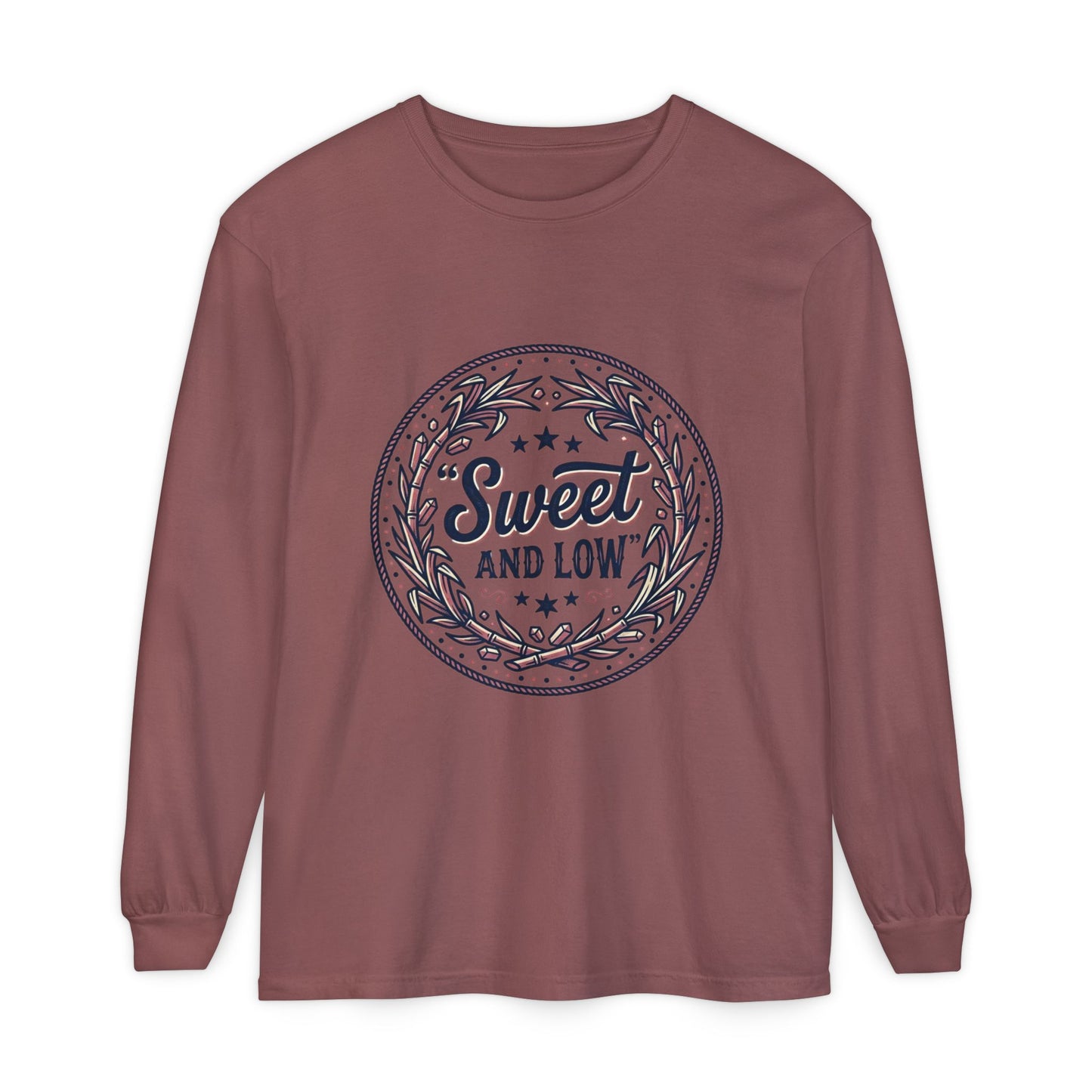 Sweet and Low medallion Long Sleeve T-Shirt | vintage badge typography