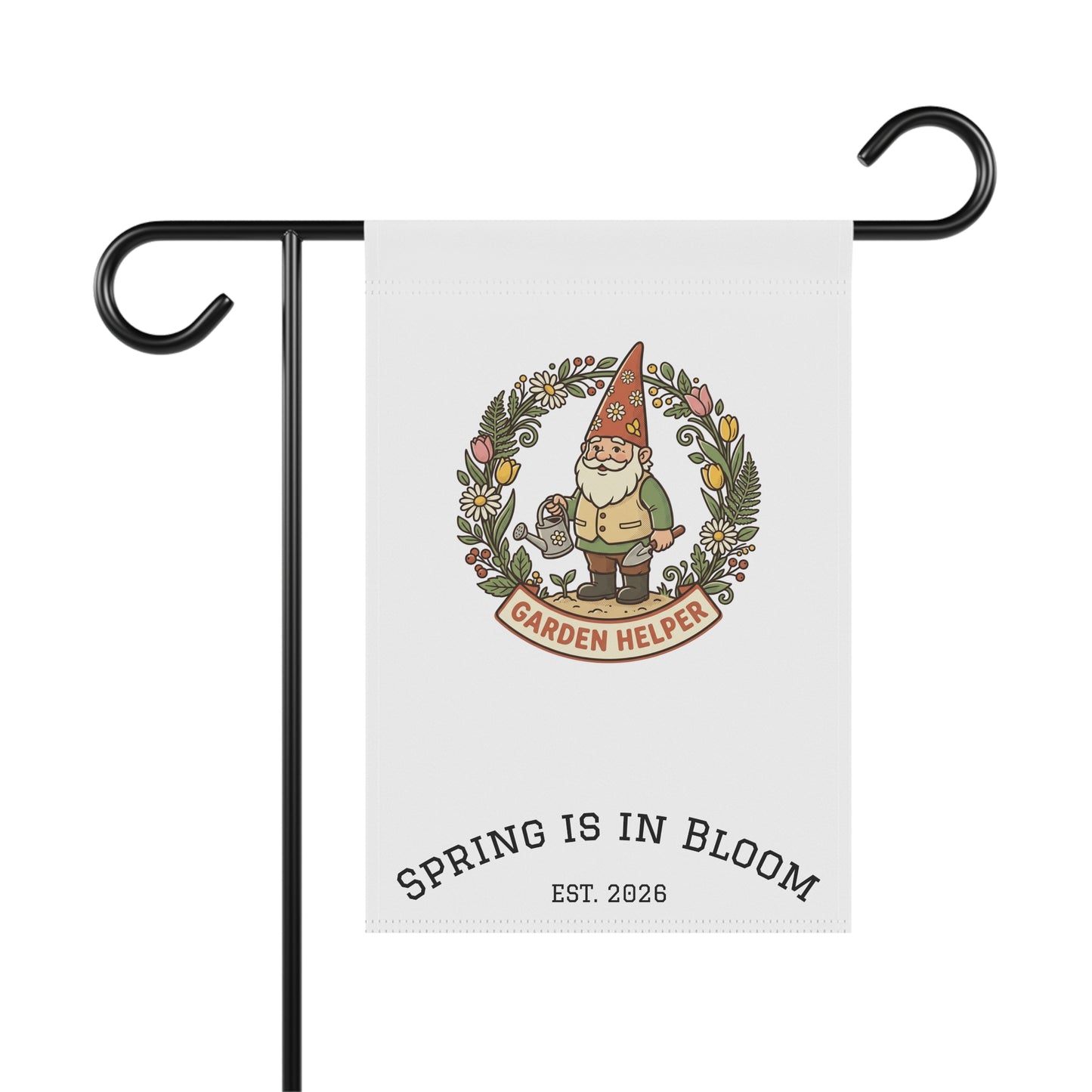 Garden Helper Gnome Garden Flag | Spring Is In Bloom Banner