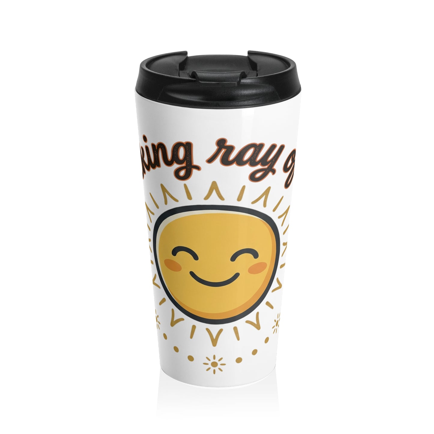 Smiling Sun Stainless Steel Travel Mug – Morning Rays of Joy Insulated Tumbler