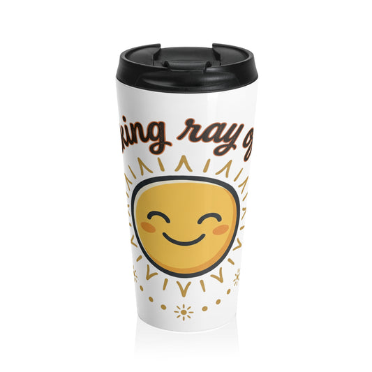 Smiling Sun Stainless Steel Travel Mug – Morning Rays of Joy Insulated Tumbler-Ship in 3-5 business days to the US.