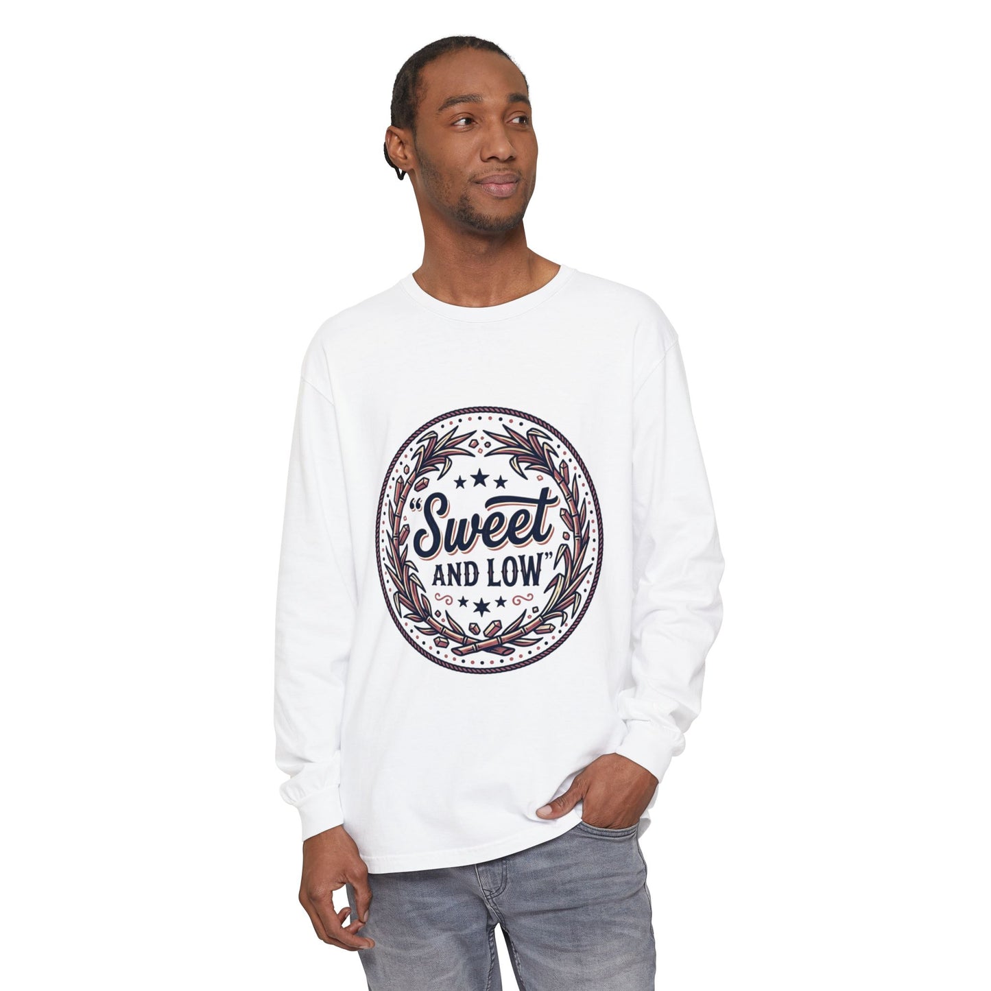 Sweet and Low medallion Long Sleeve T-Shirt | vintage badge typography