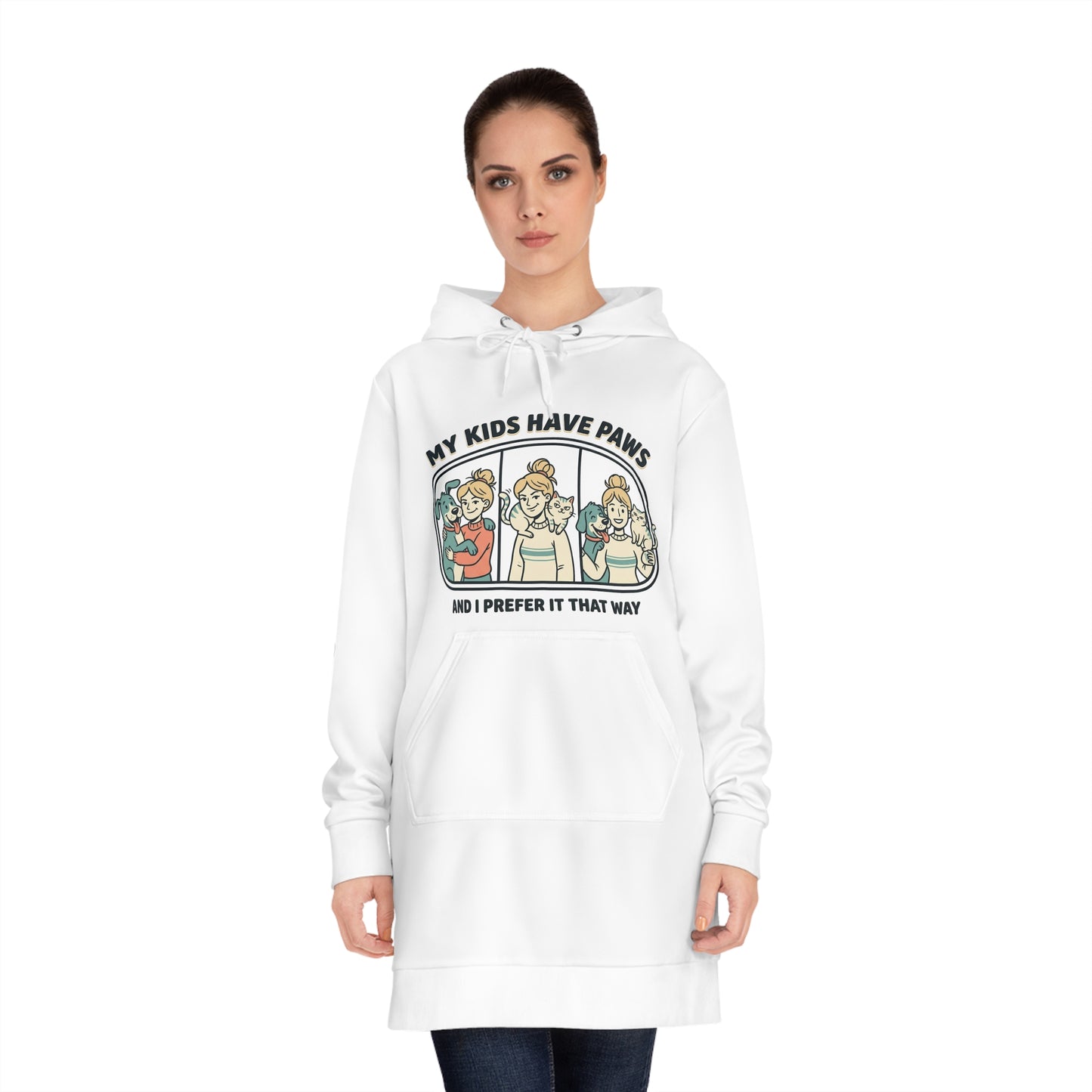 My Kids Have Paws Hoodie Dress | Dog Mom Paw Print Design