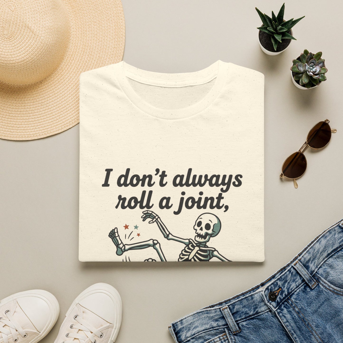 Skeleton 'I don't always roll a joint…but when I do it's always my ankle' T-Shirt