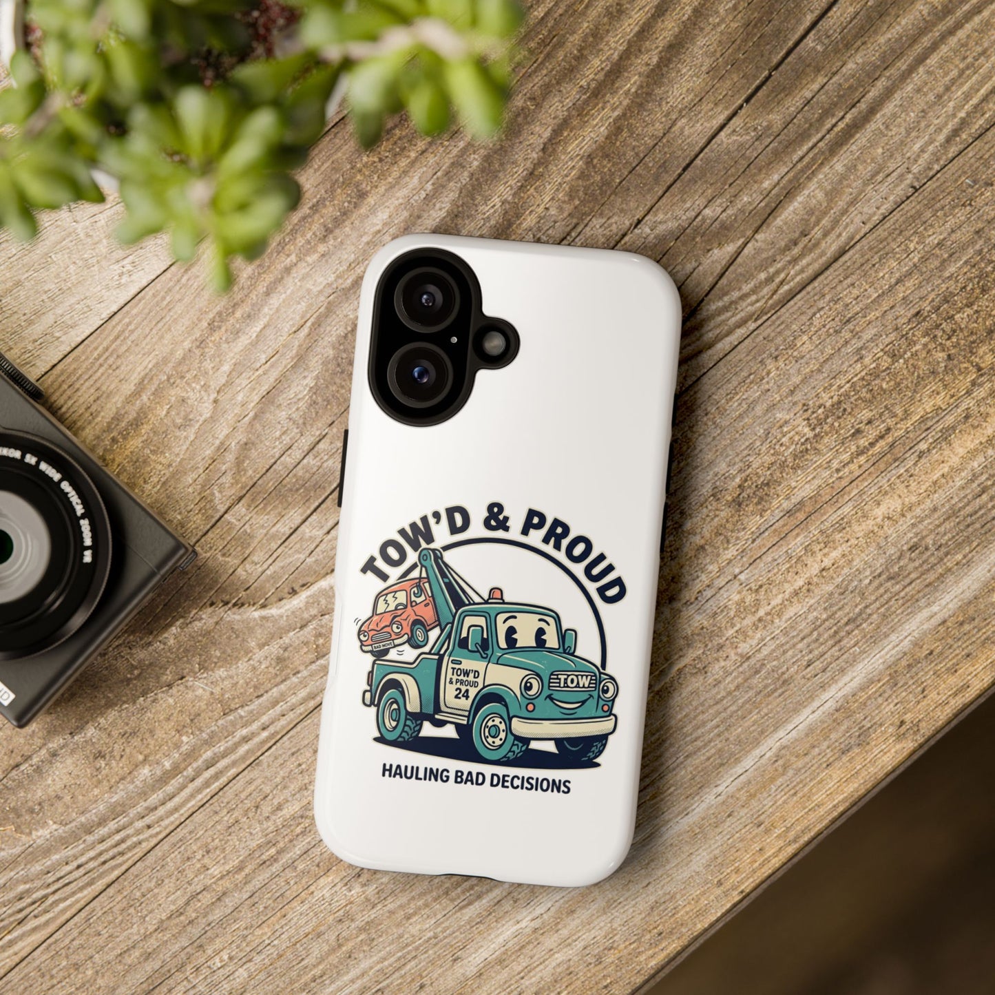 Fast Shipping 3-5 business days in the US. Tow'd & Proud tow truck phone case | humorous tow truck design