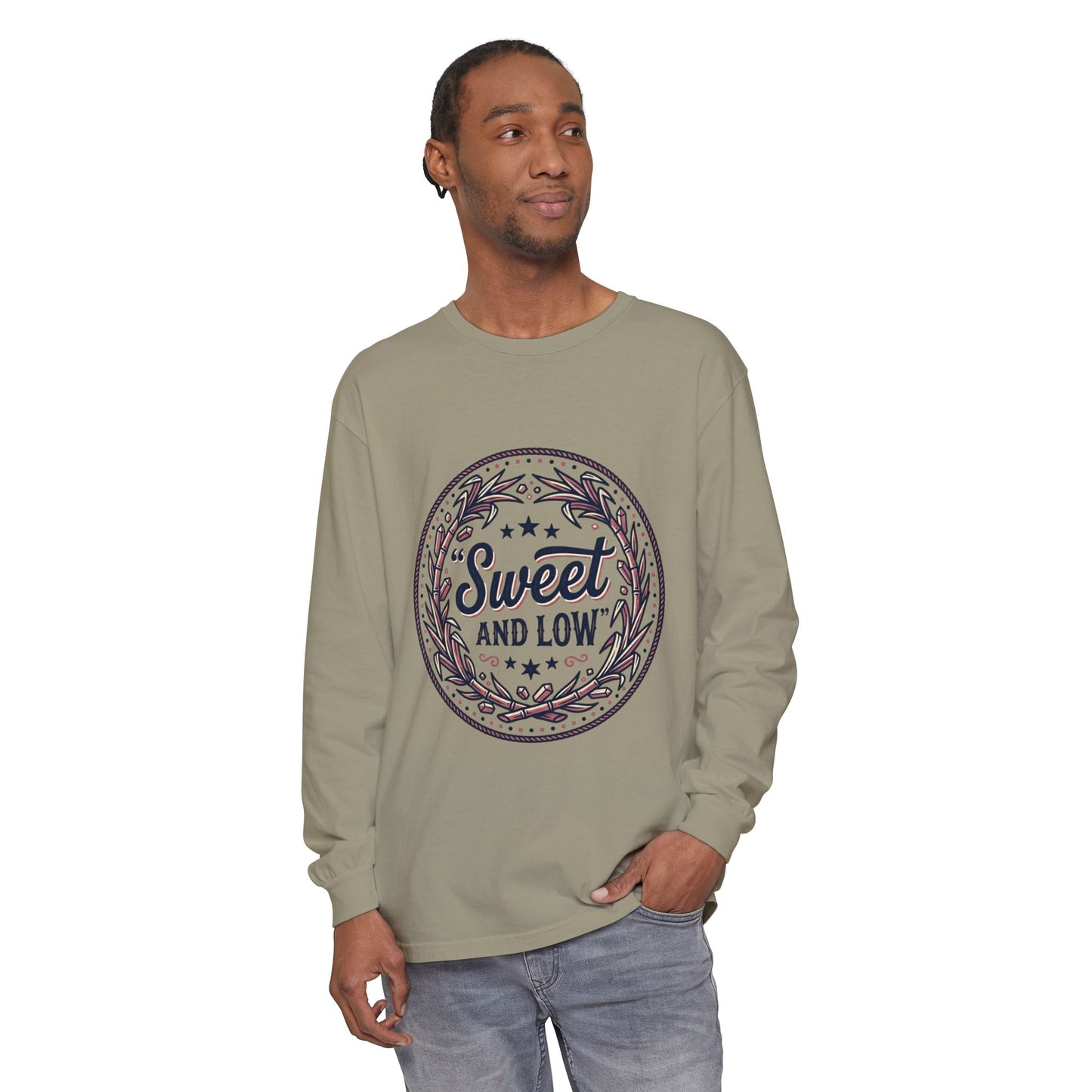 Sweet and Low medallion Long Sleeve T-Shirt | vintage badge typography